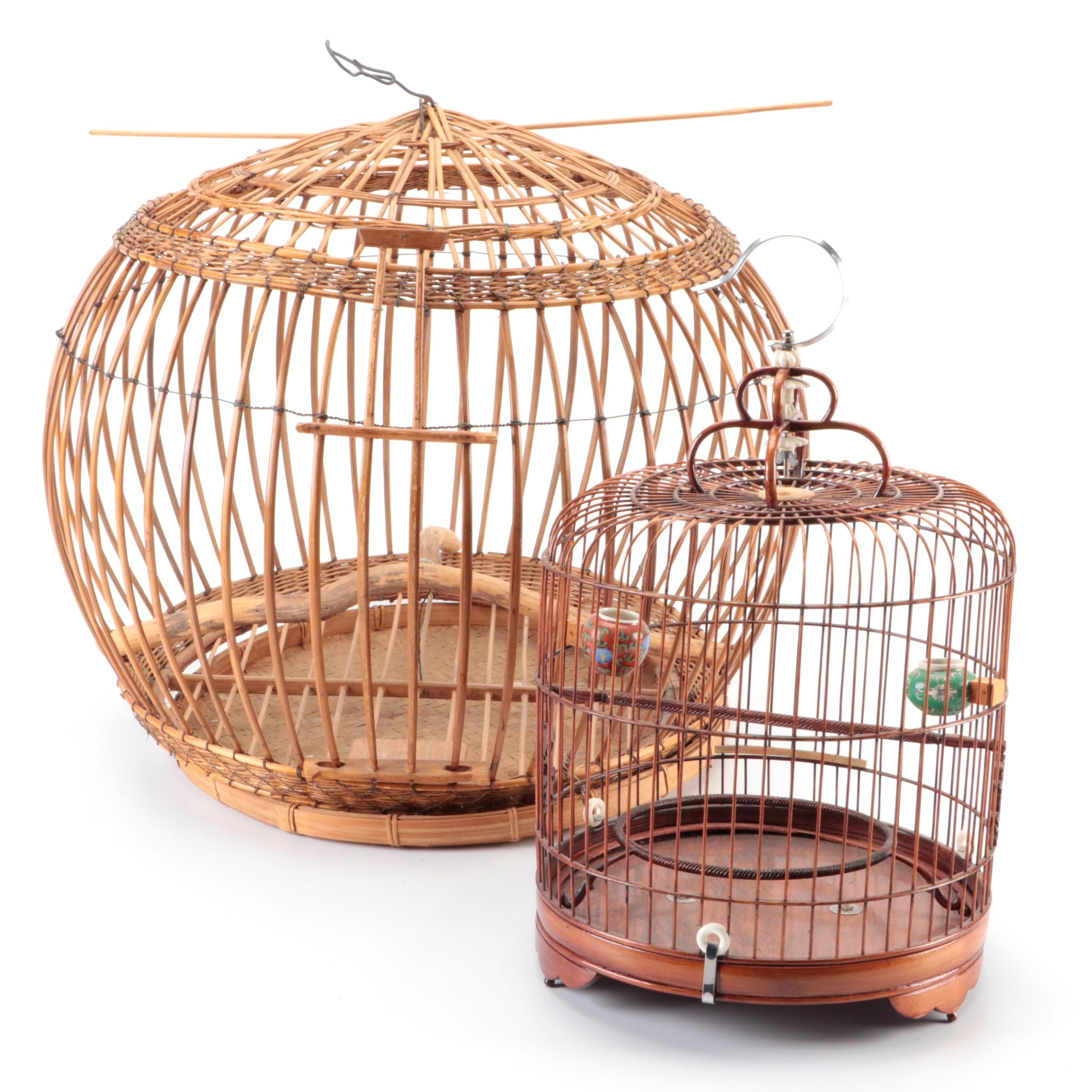 Bamboo Round Bird Cage With Wire Bird Cage