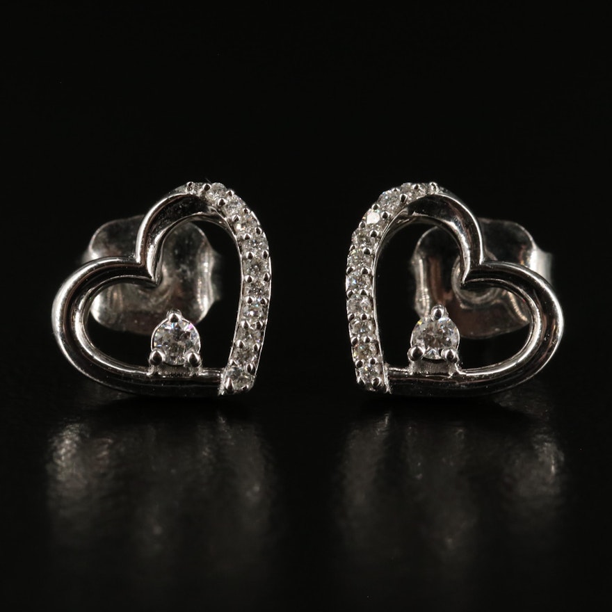 Sterling Open Heart Stud Earrings