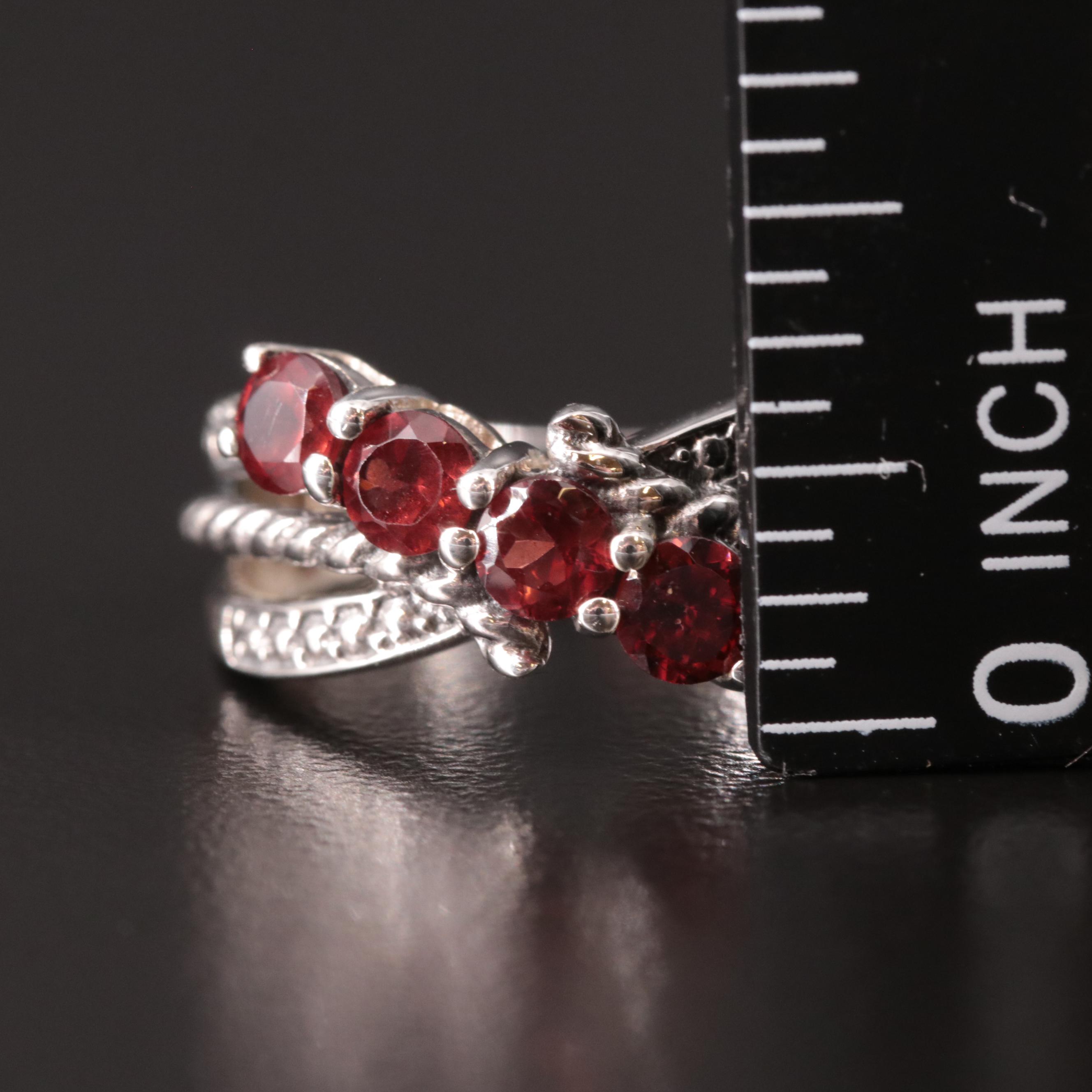 Sterling Garnet Crossover Ring