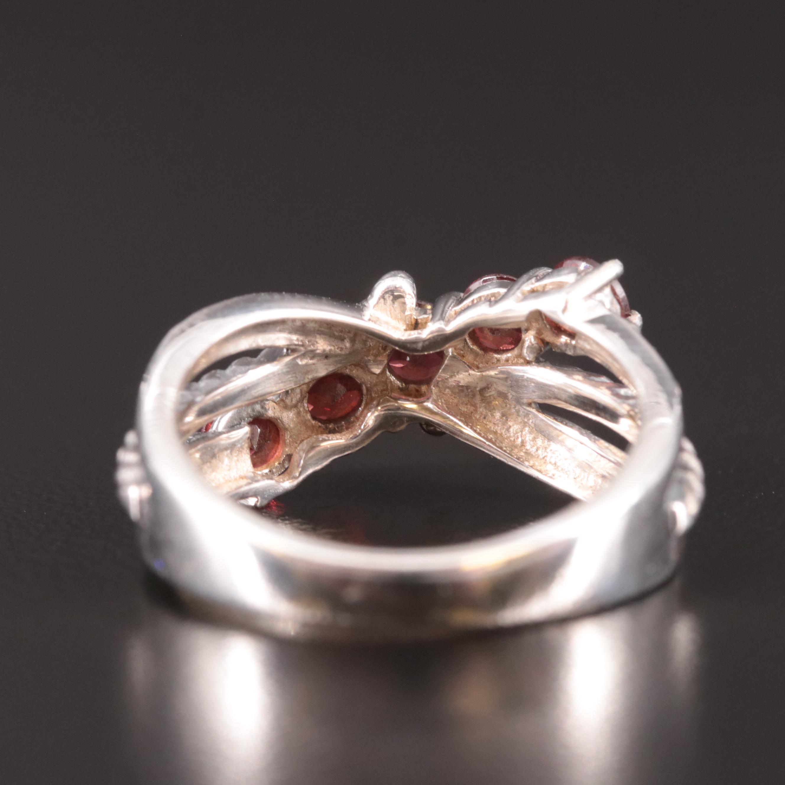 Sterling Garnet Crossover Ring