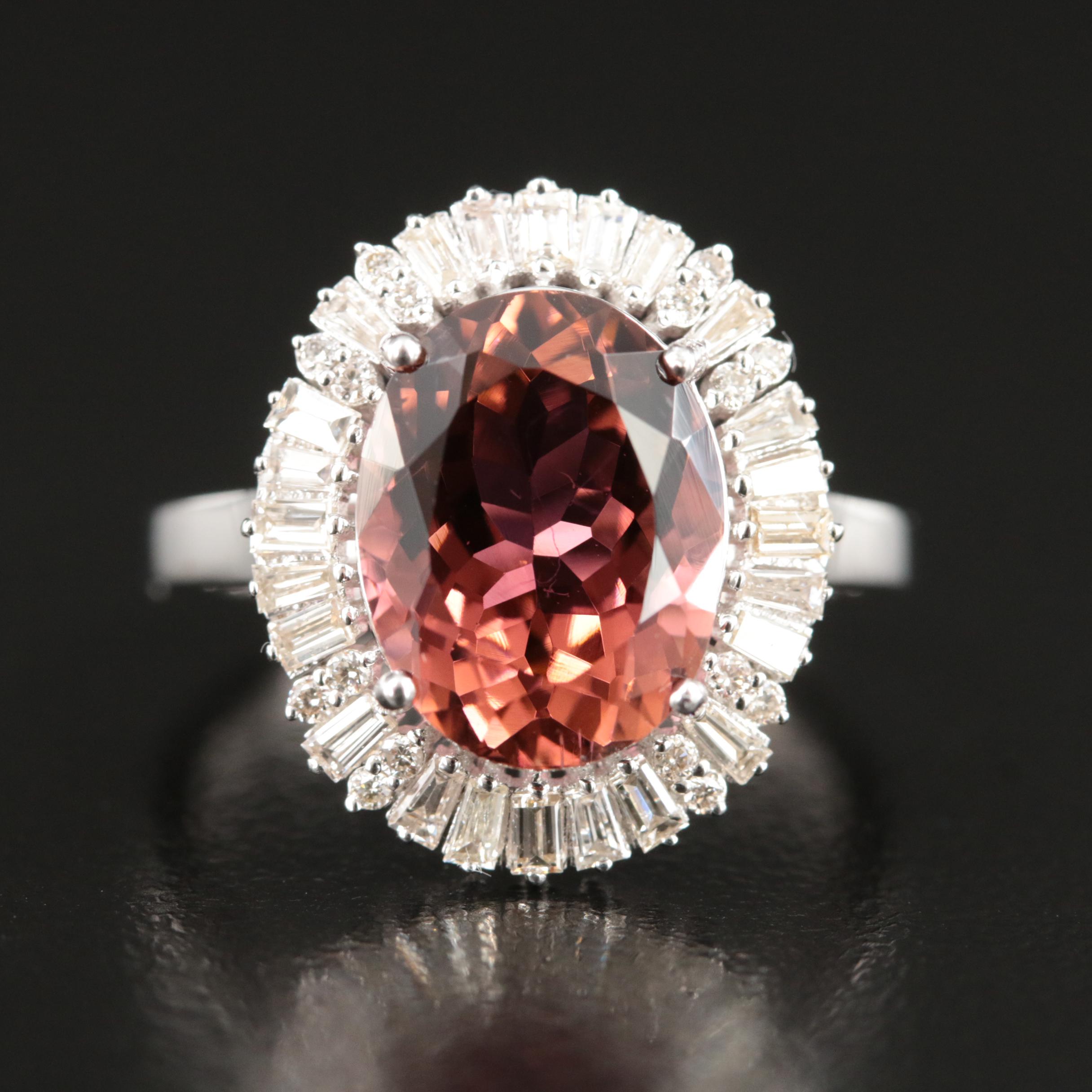 18K 3.96 CT Tourmaline and Diamond Ring