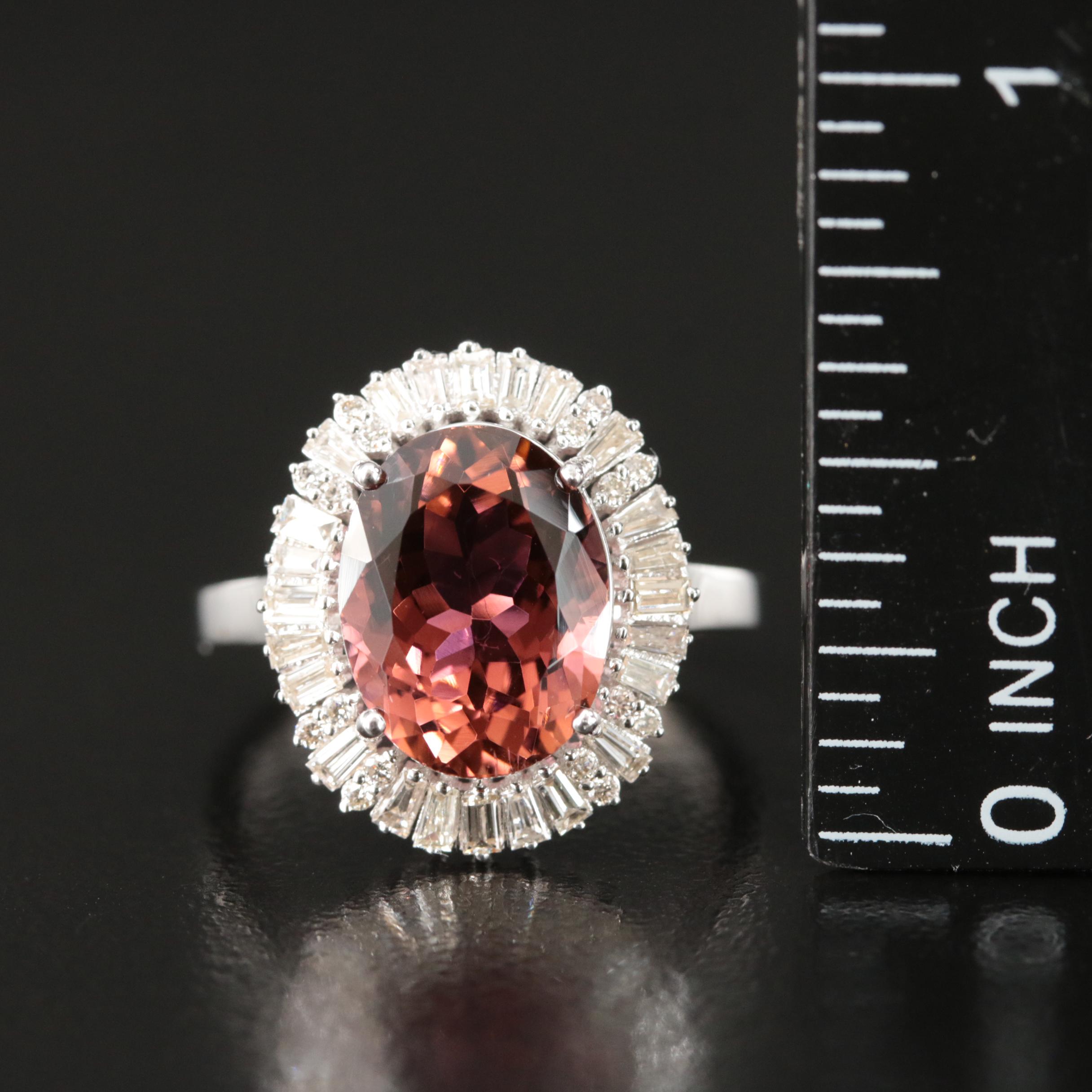 18K 3.96 CT Tourmaline and Diamond Ring