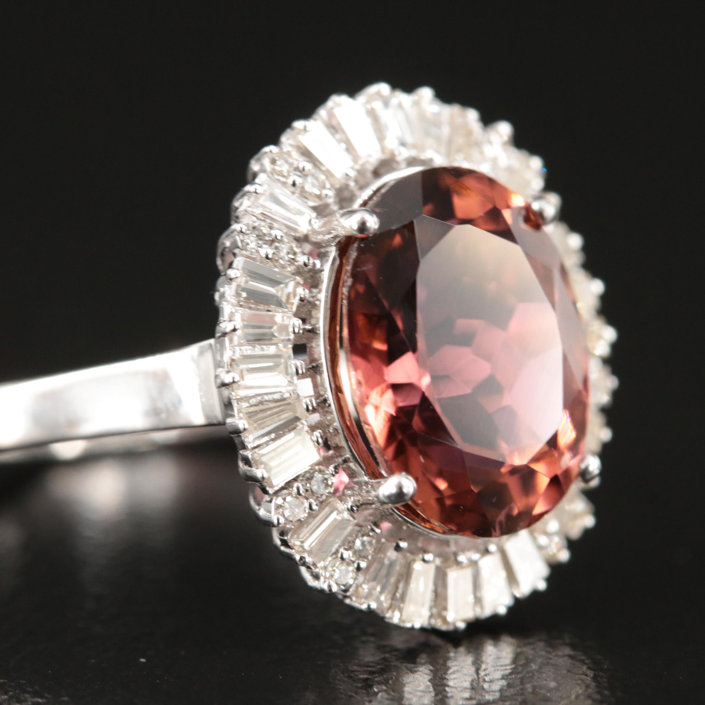 18K 3.96 CT Tourmaline and Diamond Ring