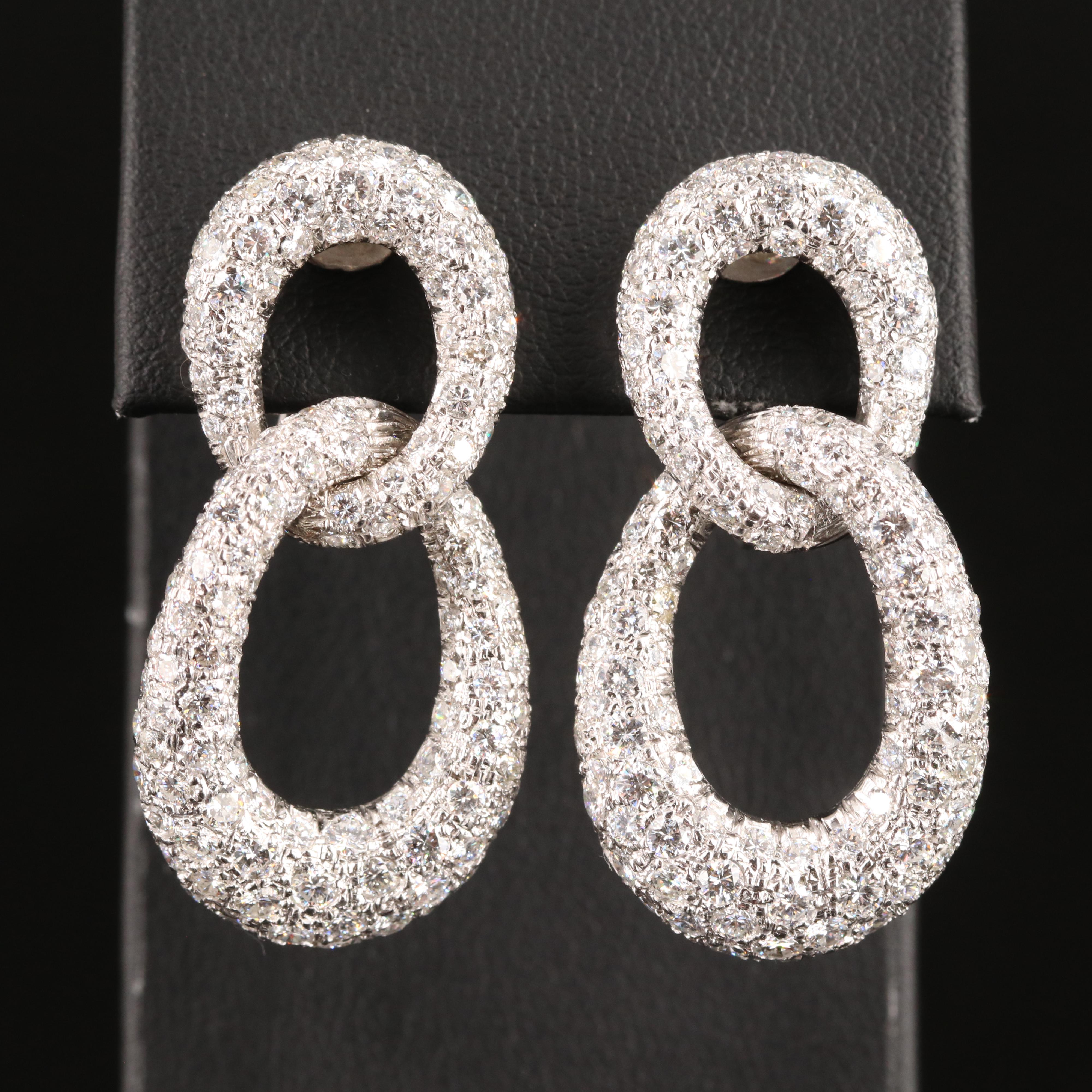 18K 6.01 CTW Pavé Diamond Curb Double Link Earrings