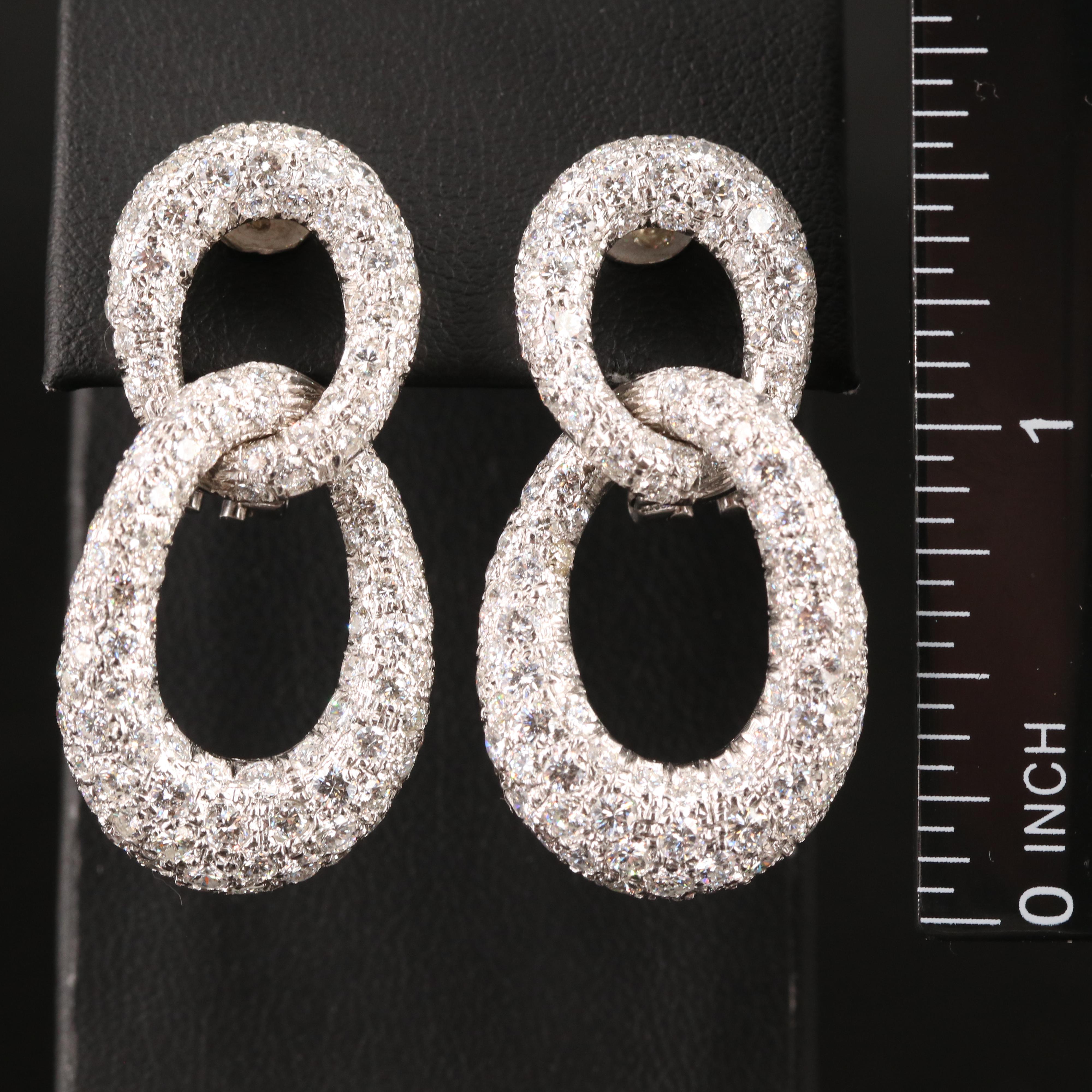 18K 6.01 CTW Pavé Diamond Curb Double Link Earrings