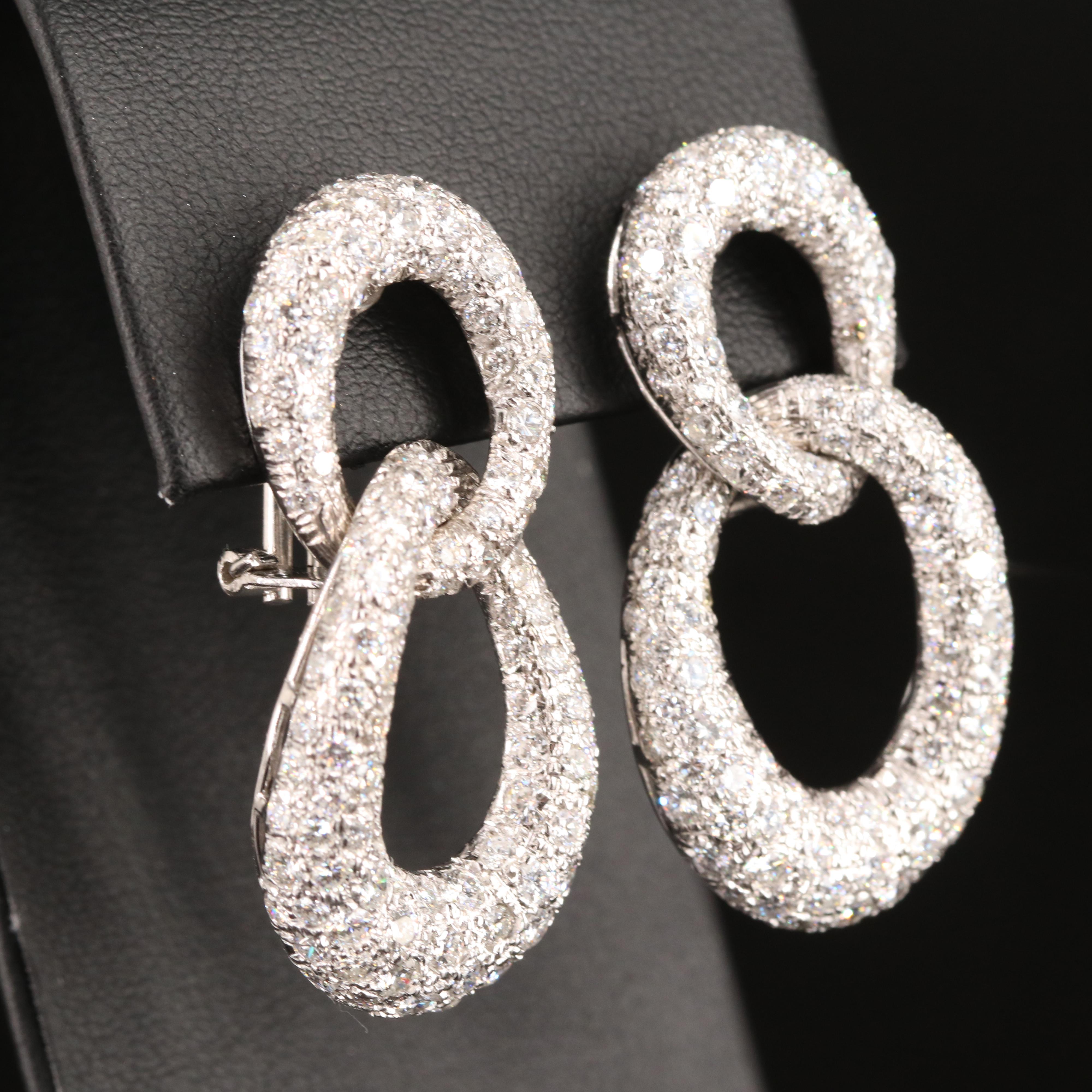 18K 6.01 CTW Pavé Diamond Curb Double Link Earrings