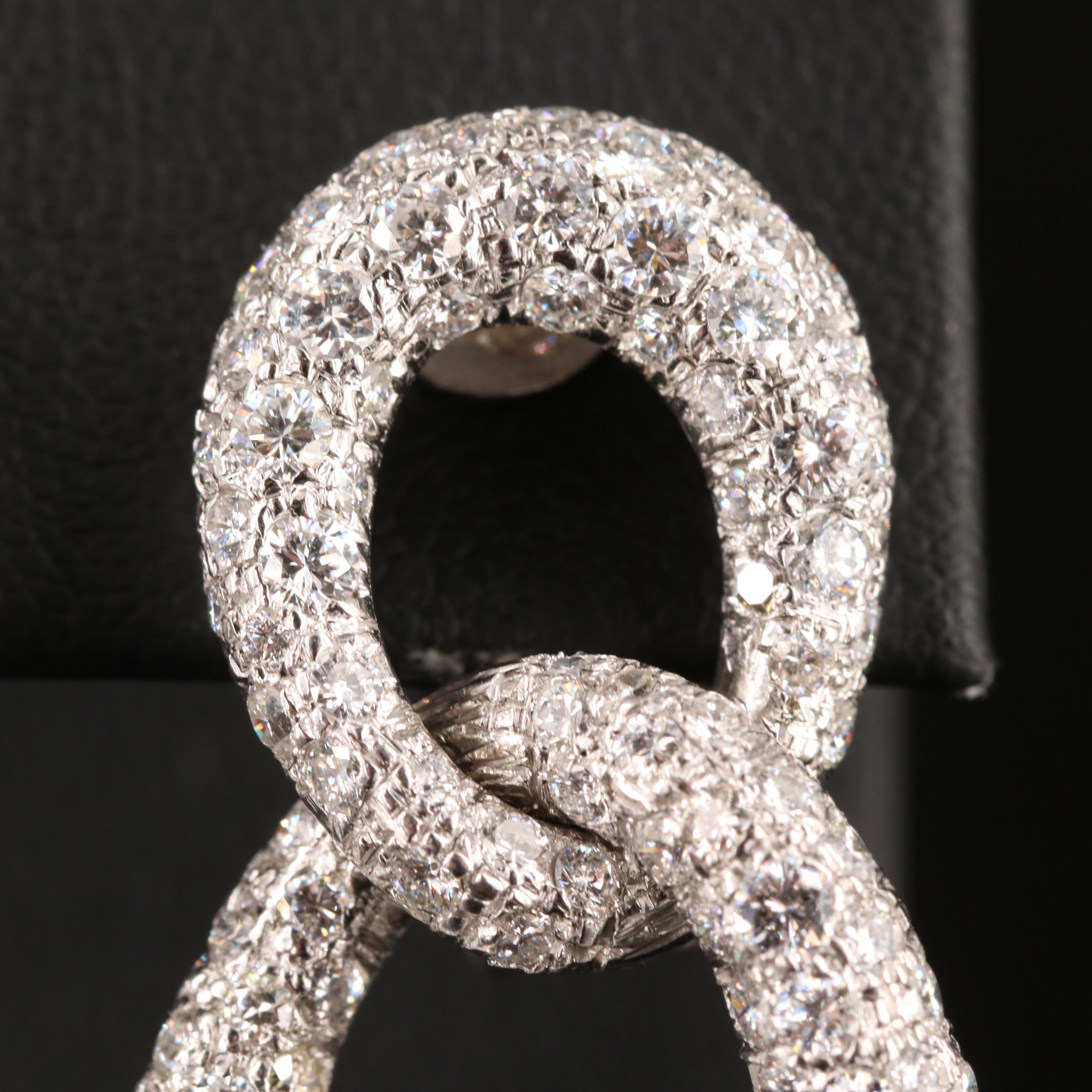 18K 6.01 CTW Pavé Diamond Curb Double Link Earrings