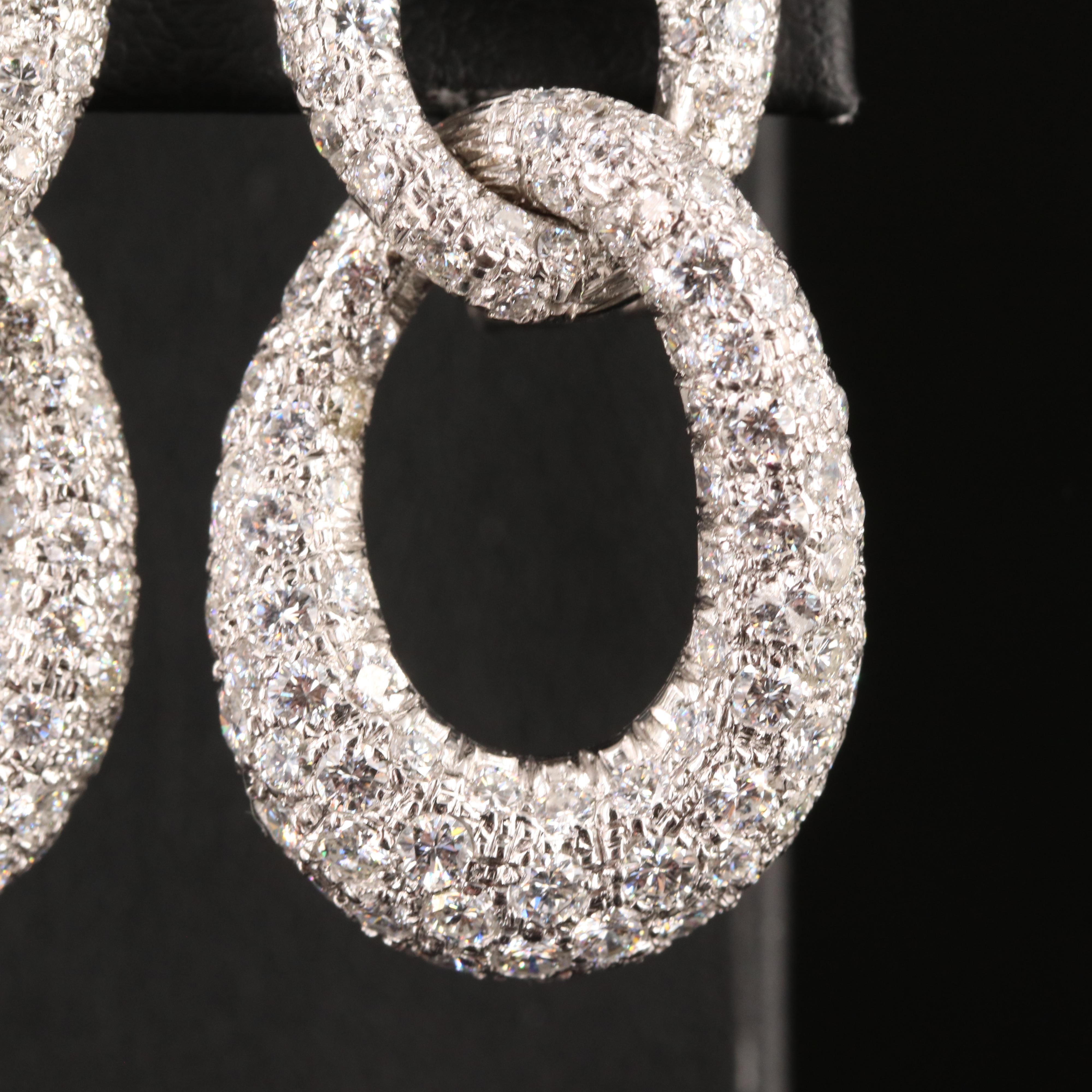 18K 6.01 CTW Pavé Diamond Curb Double Link Earrings
