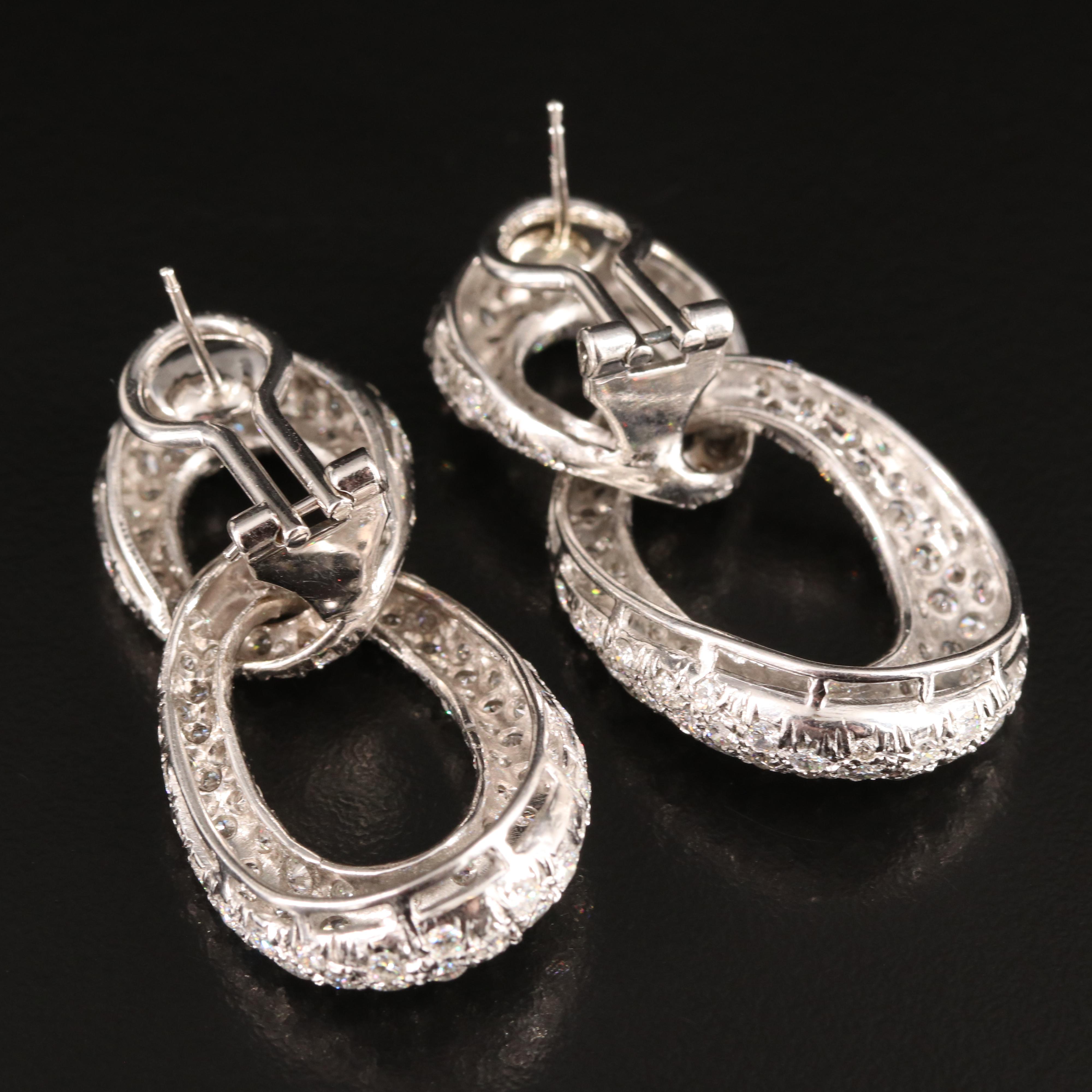 18K 6.01 CTW Pavé Diamond Curb Double Link Earrings
