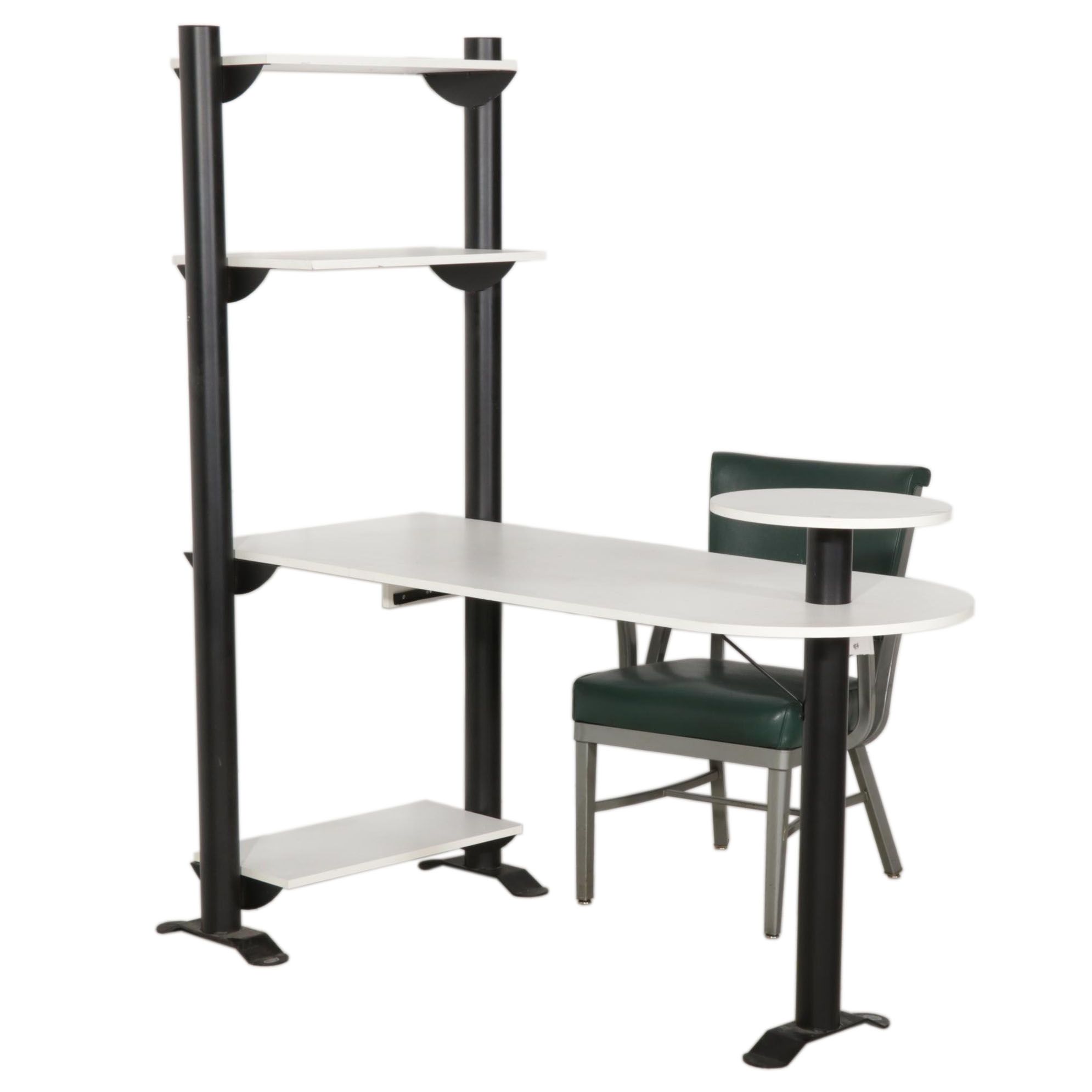 Amisco White Laminate and Black Metal Desk with Shelf System