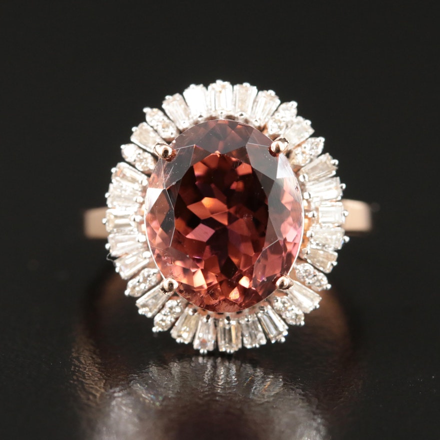 18K 5.52 CT Tourmaline and Diamond Ring