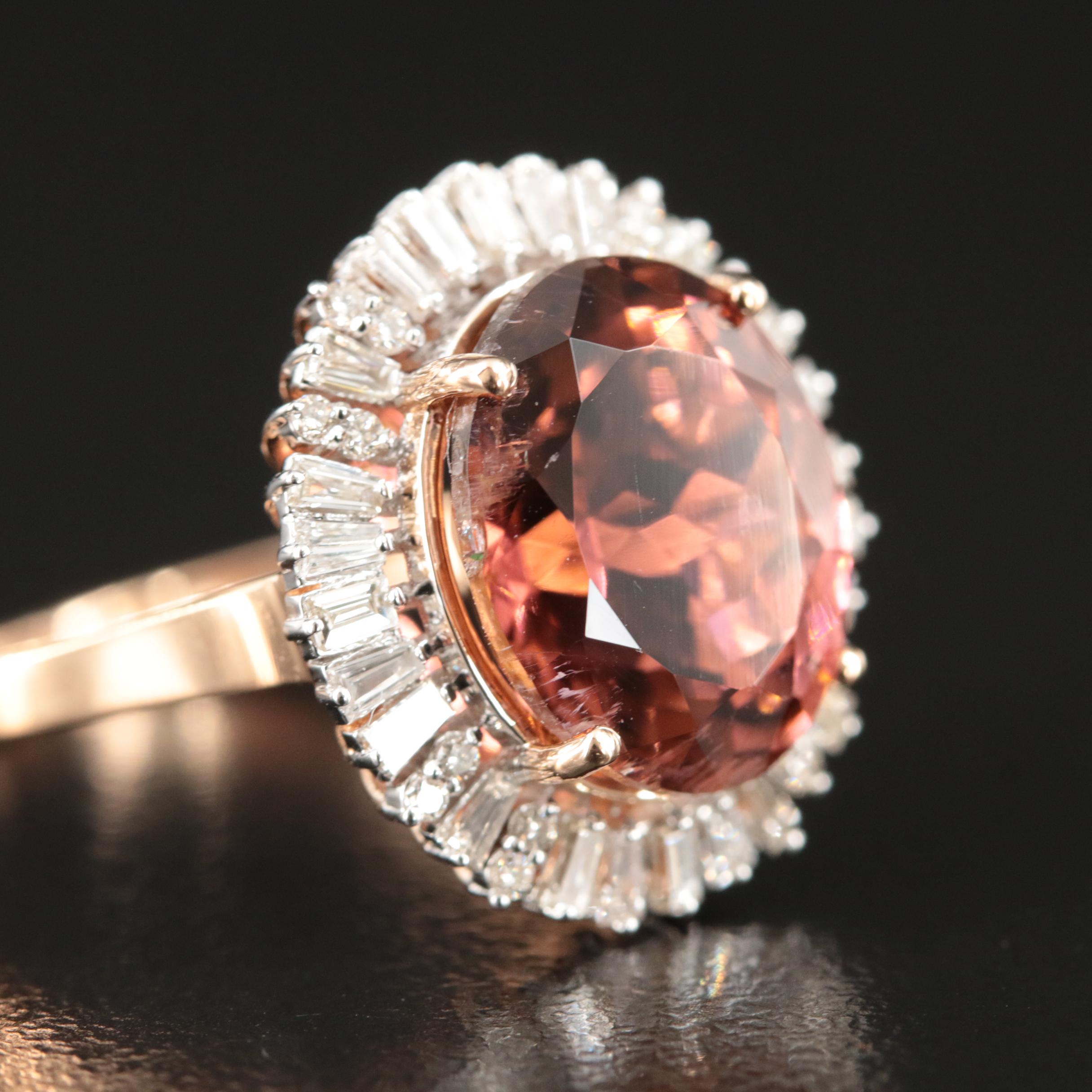 18K 5.52 CT Tourmaline and Diamond Ring