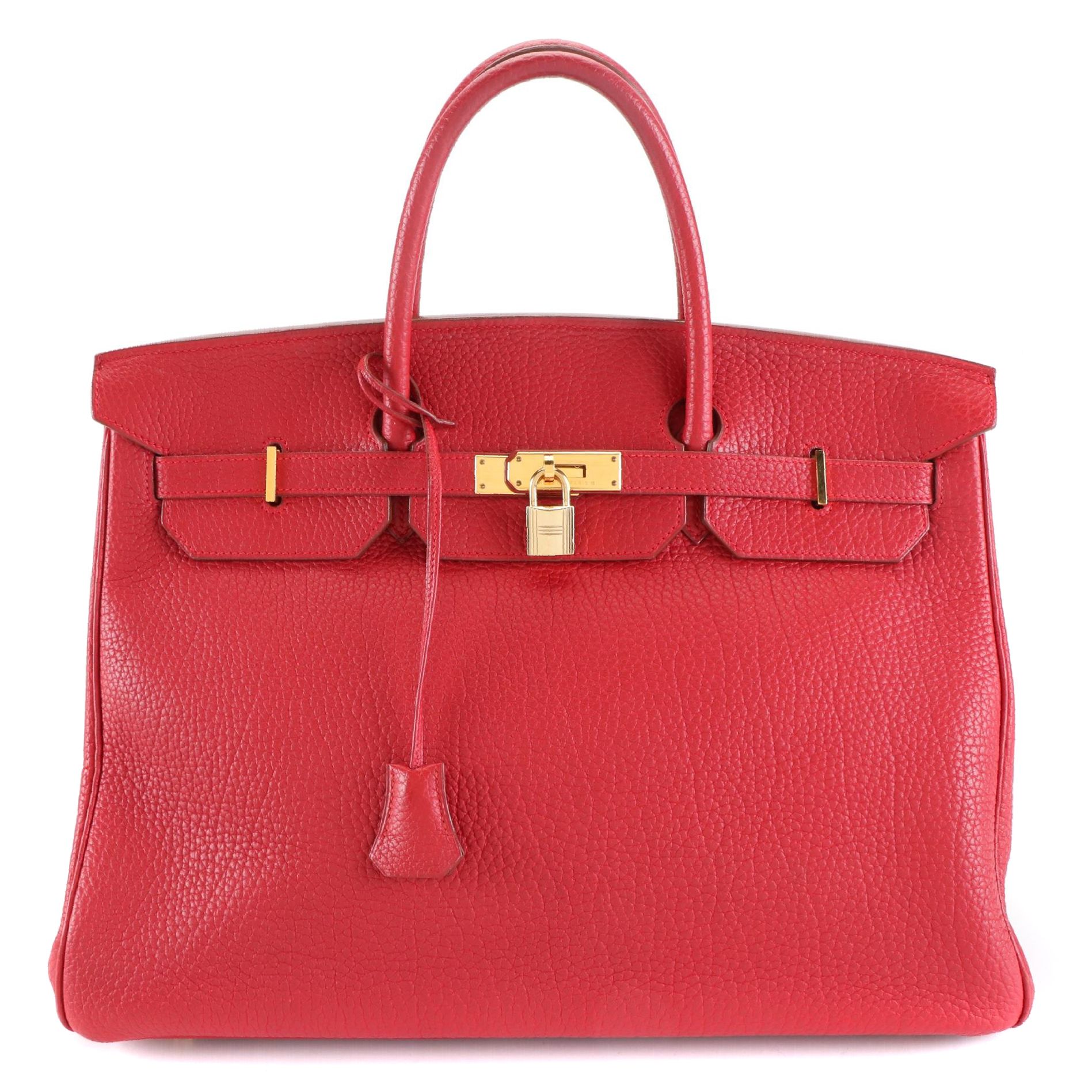 Hermès Birkin 40 Satchel in Red Fjord Leather with Gold Plated Hardware