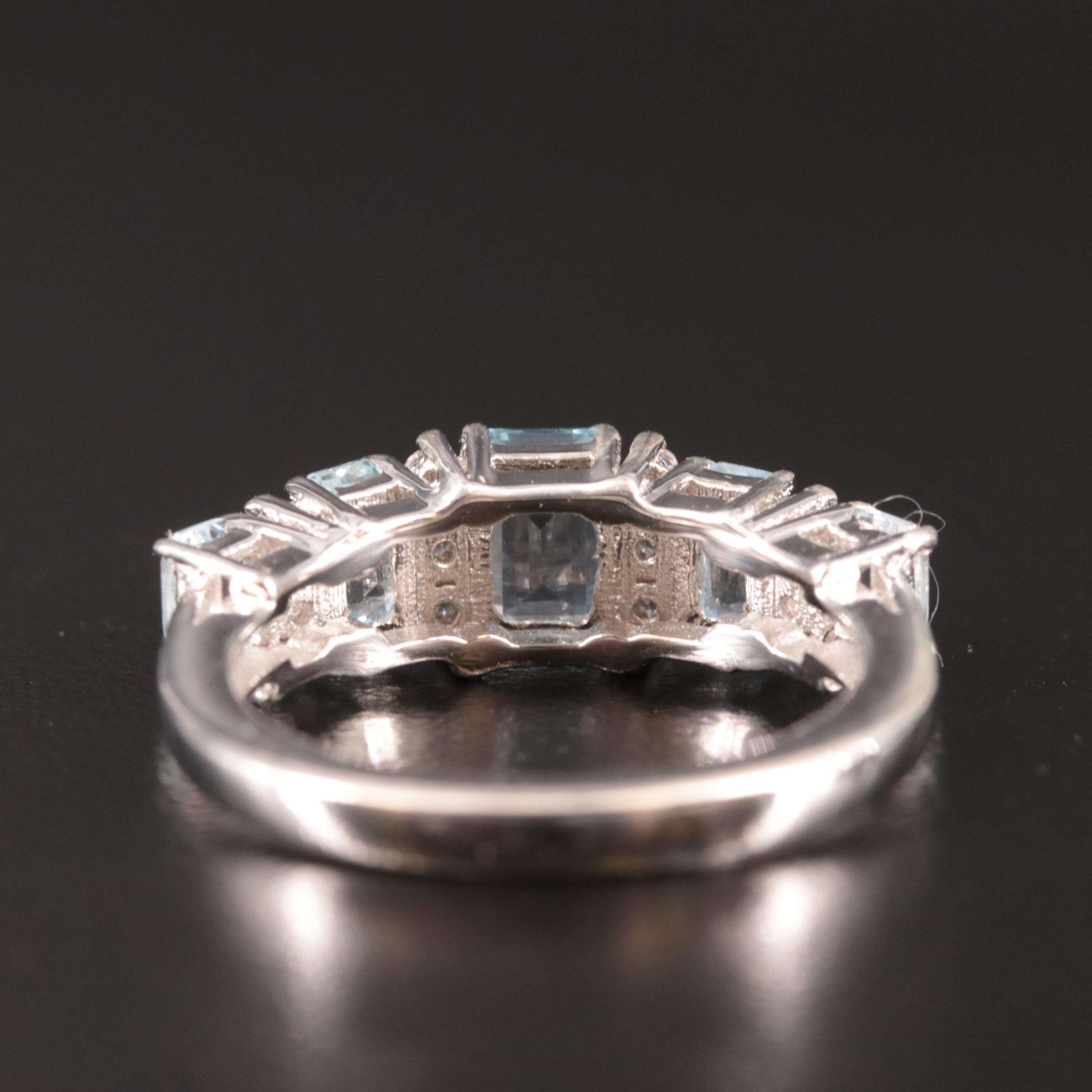 Sterling Blue Topaz and White Topaz Tapered Ring