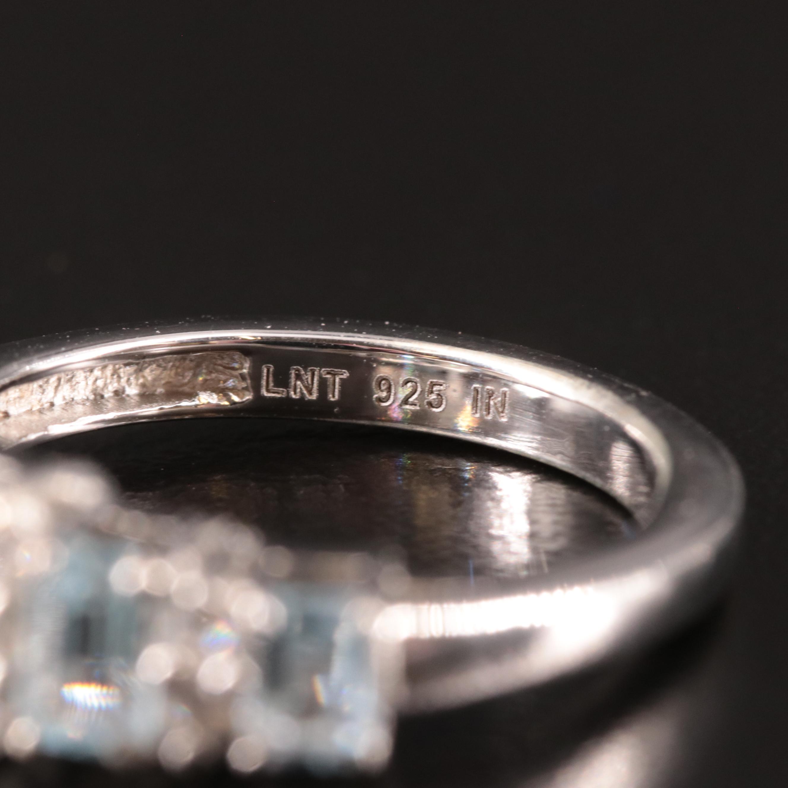 Sterling Blue Topaz and White Topaz Tapered Ring