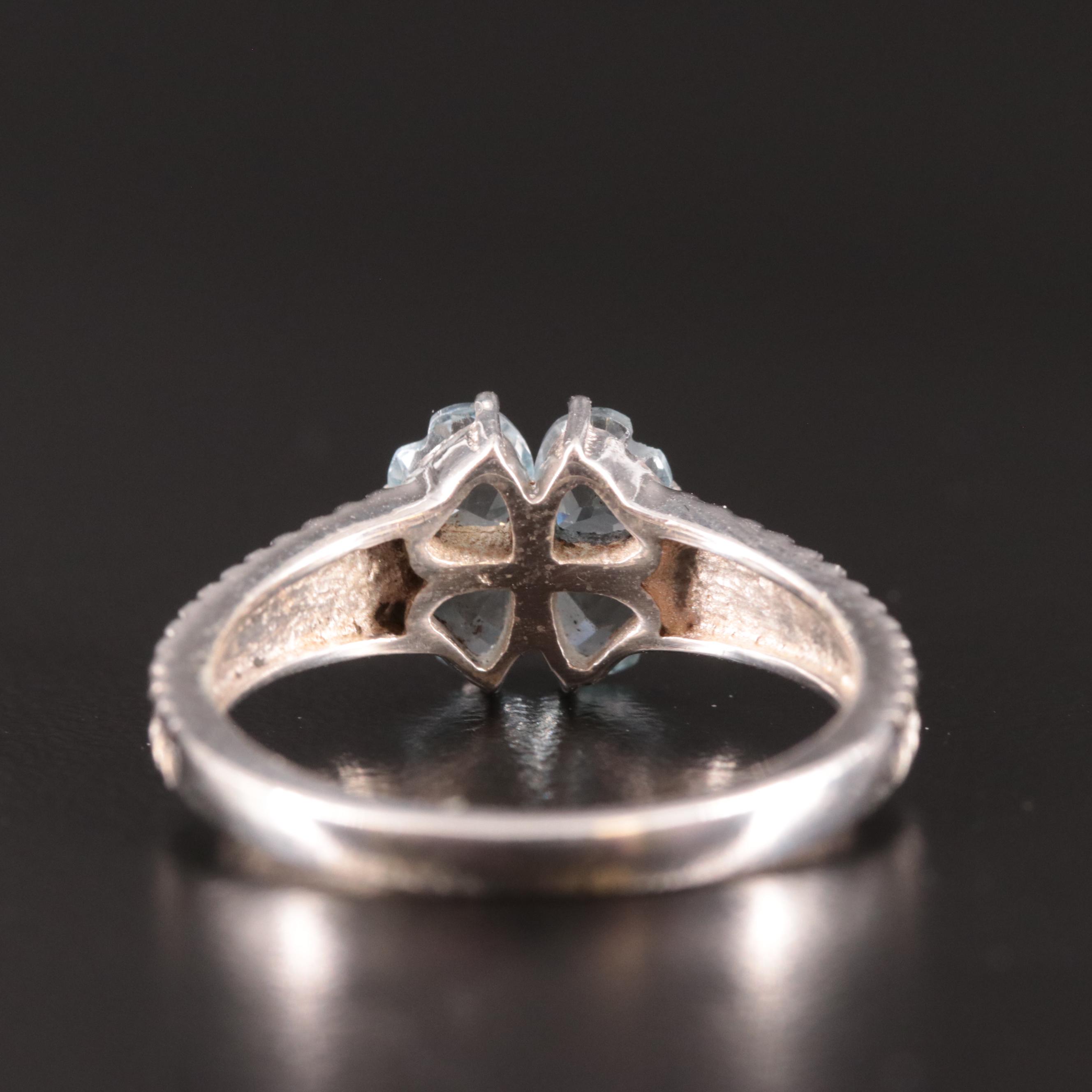 Sterling Blue Topaz Tapered Floral Ring