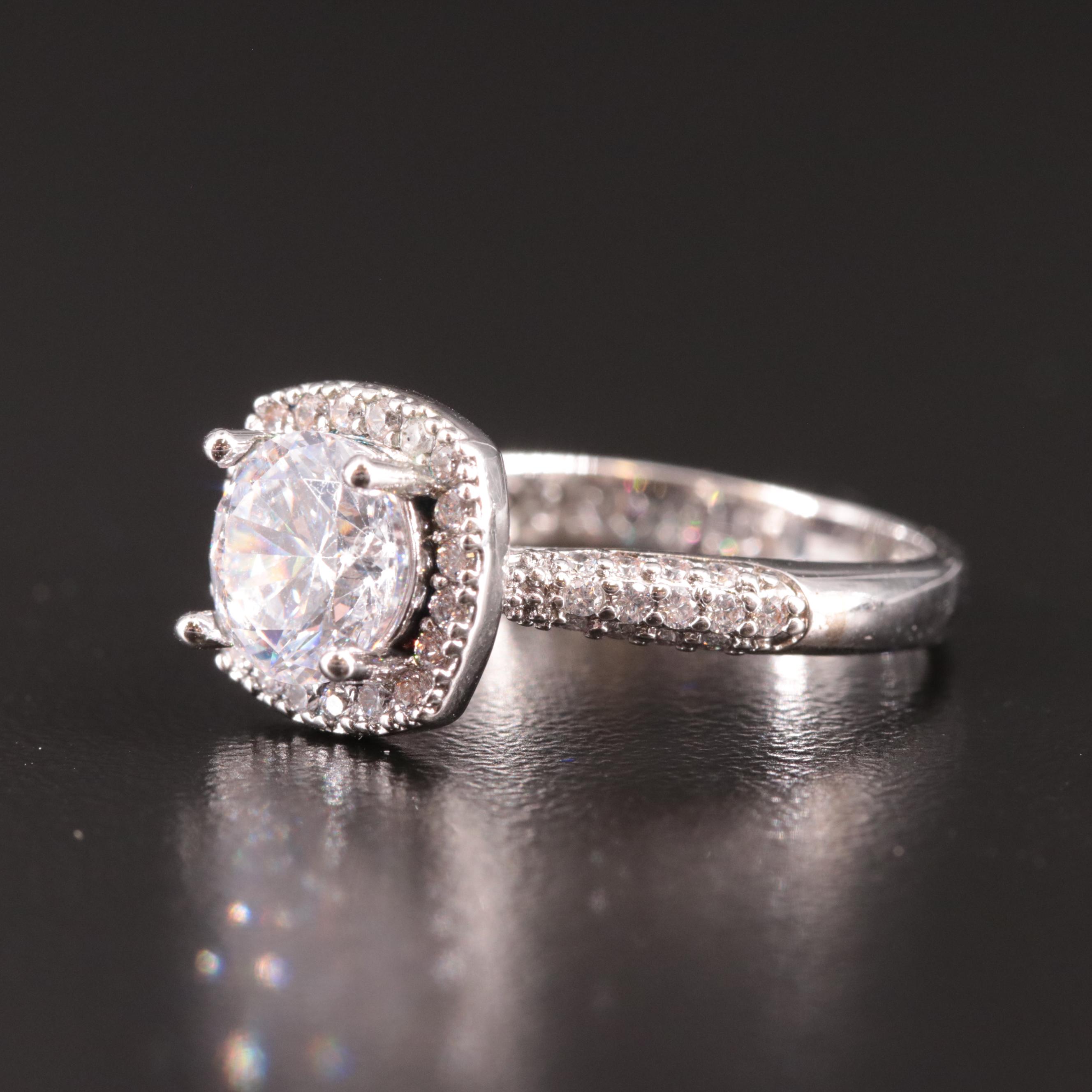 Cubic Zirconia Halo Ring