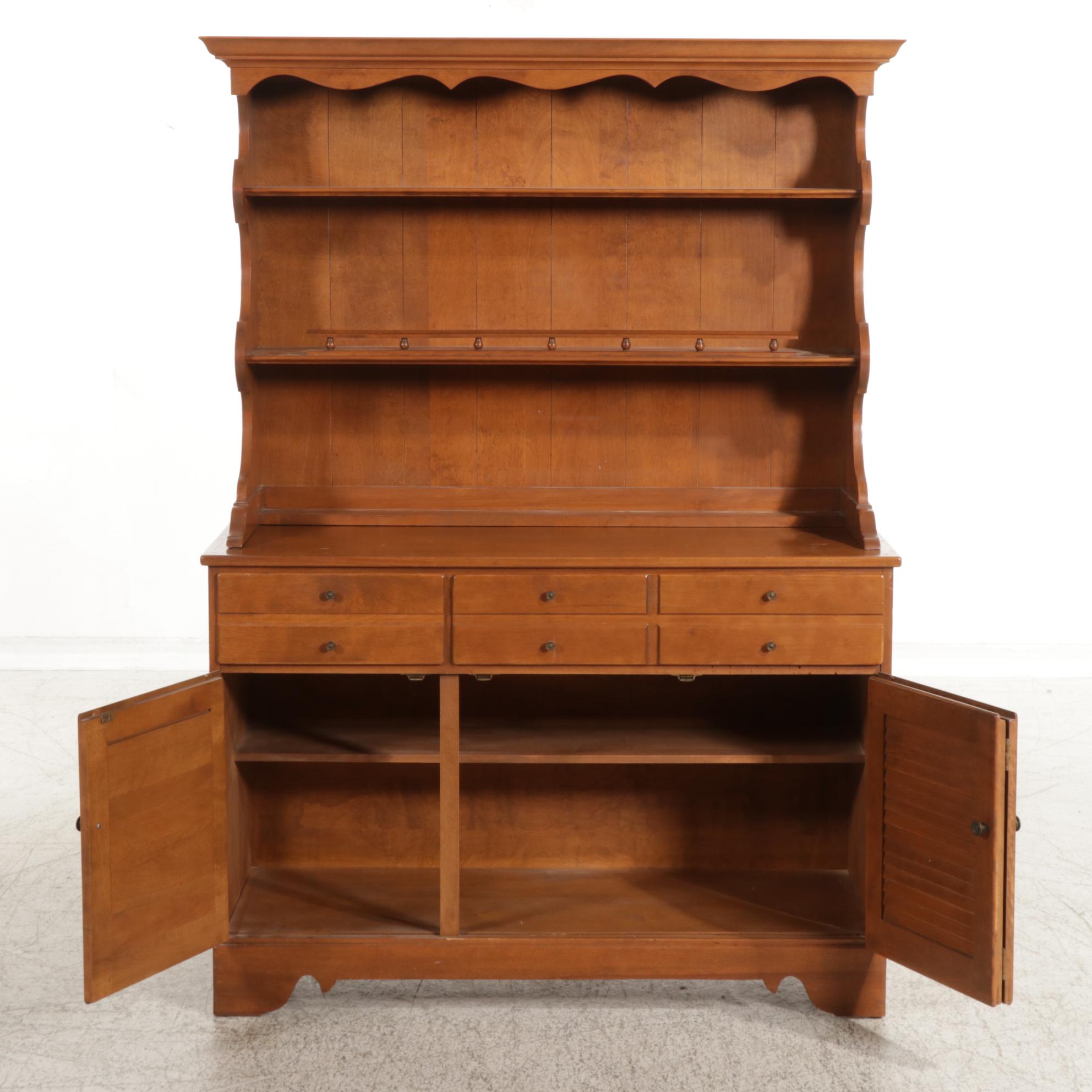 Baumritter Ethan Allen Early American Maple Buffet and Hutch, 1960s