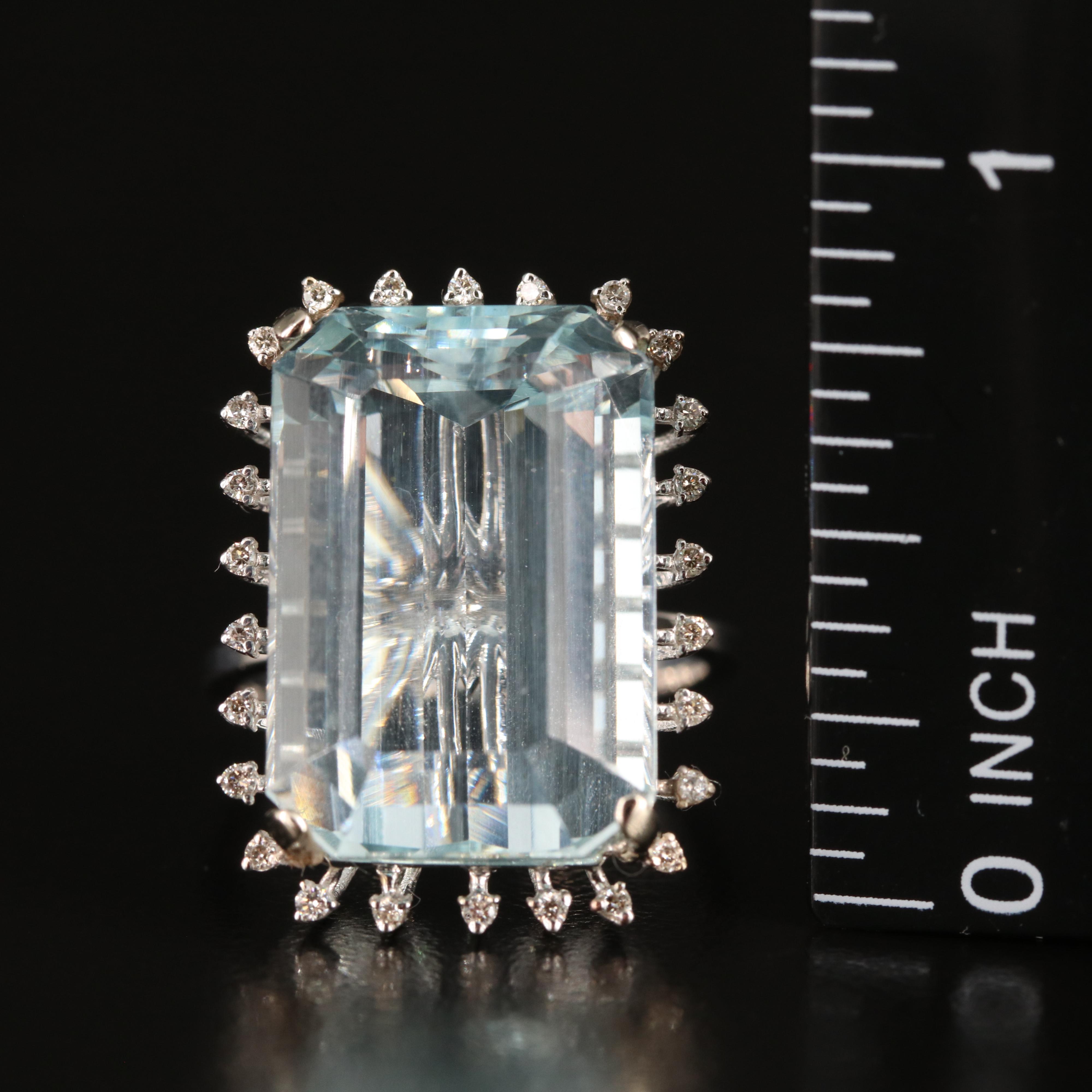 14K 18.12 CT Aquamarine and Diamond Ring