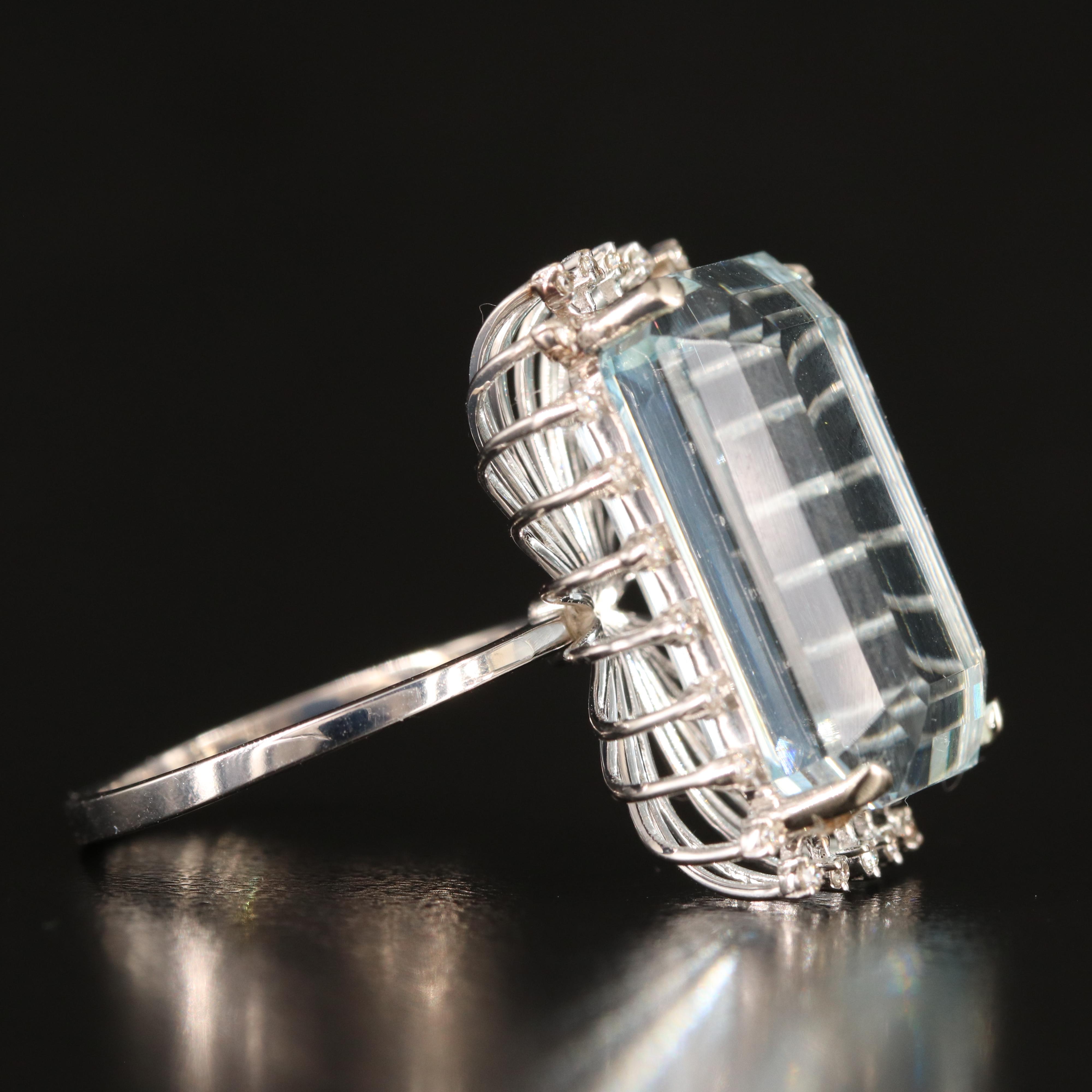 14K 18.12 CT Aquamarine and Diamond Ring