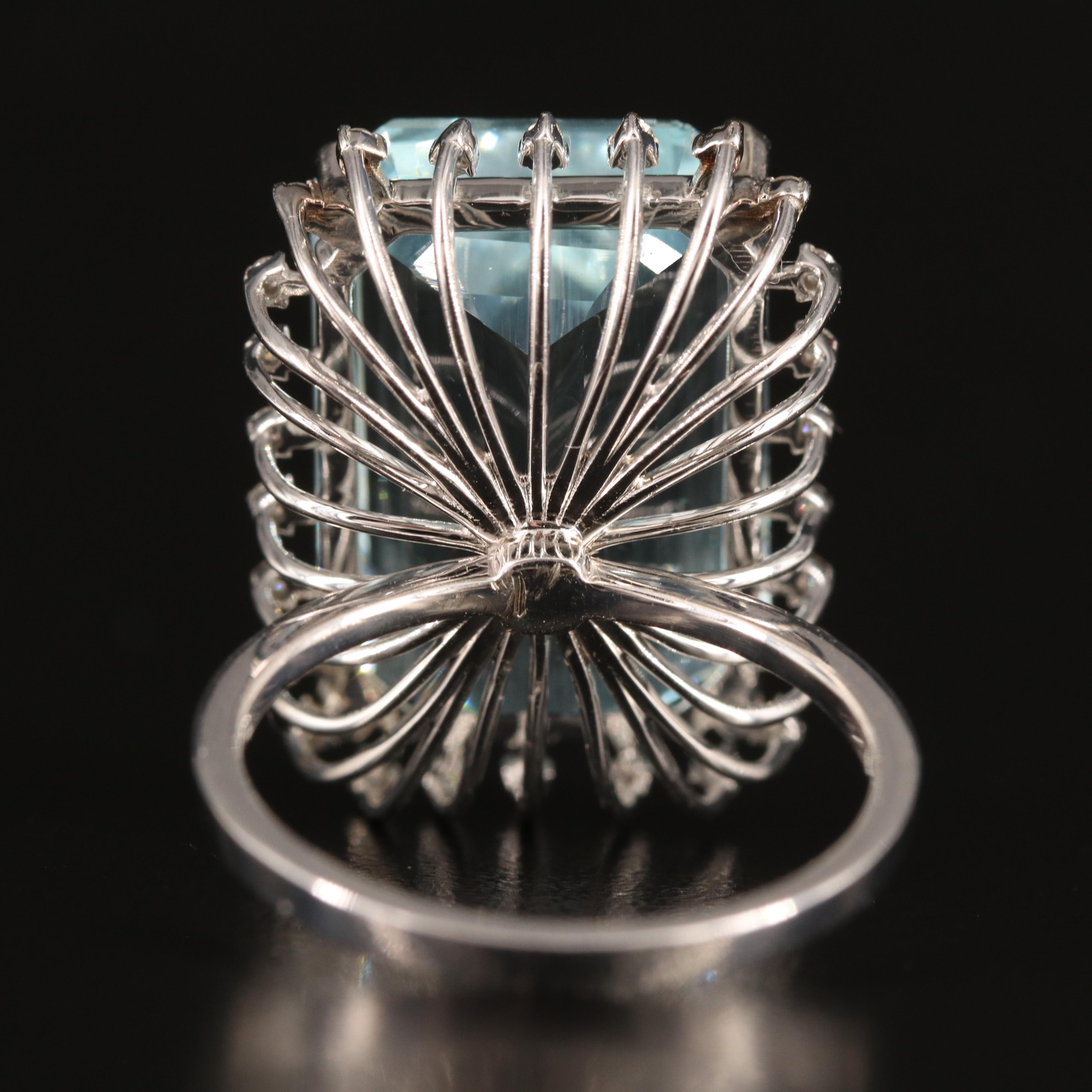 14K 18.12 CT Aquamarine and Diamond Ring