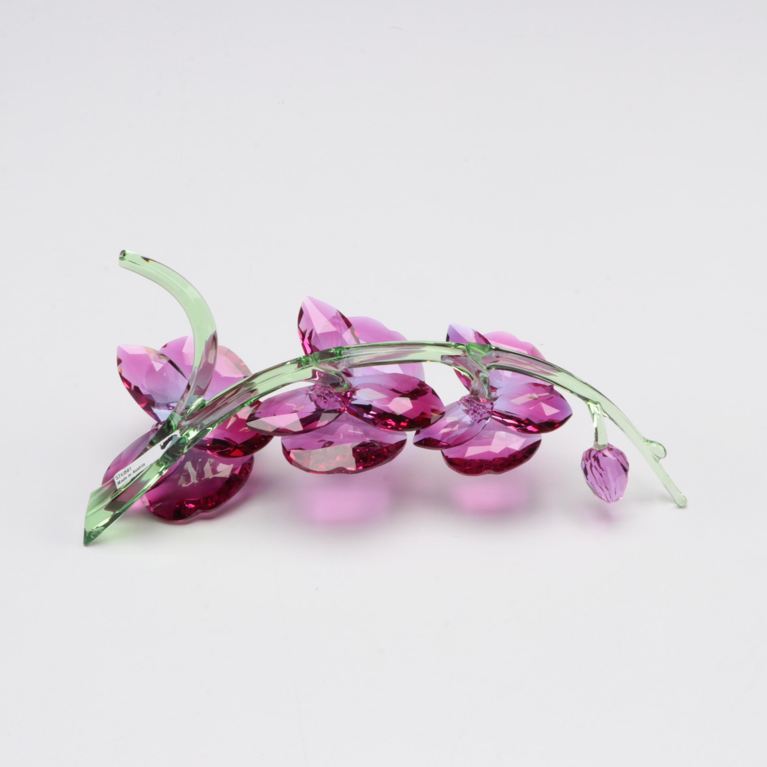 Swarovski "Turtledoves" and "Orchids" Crystal Figurines