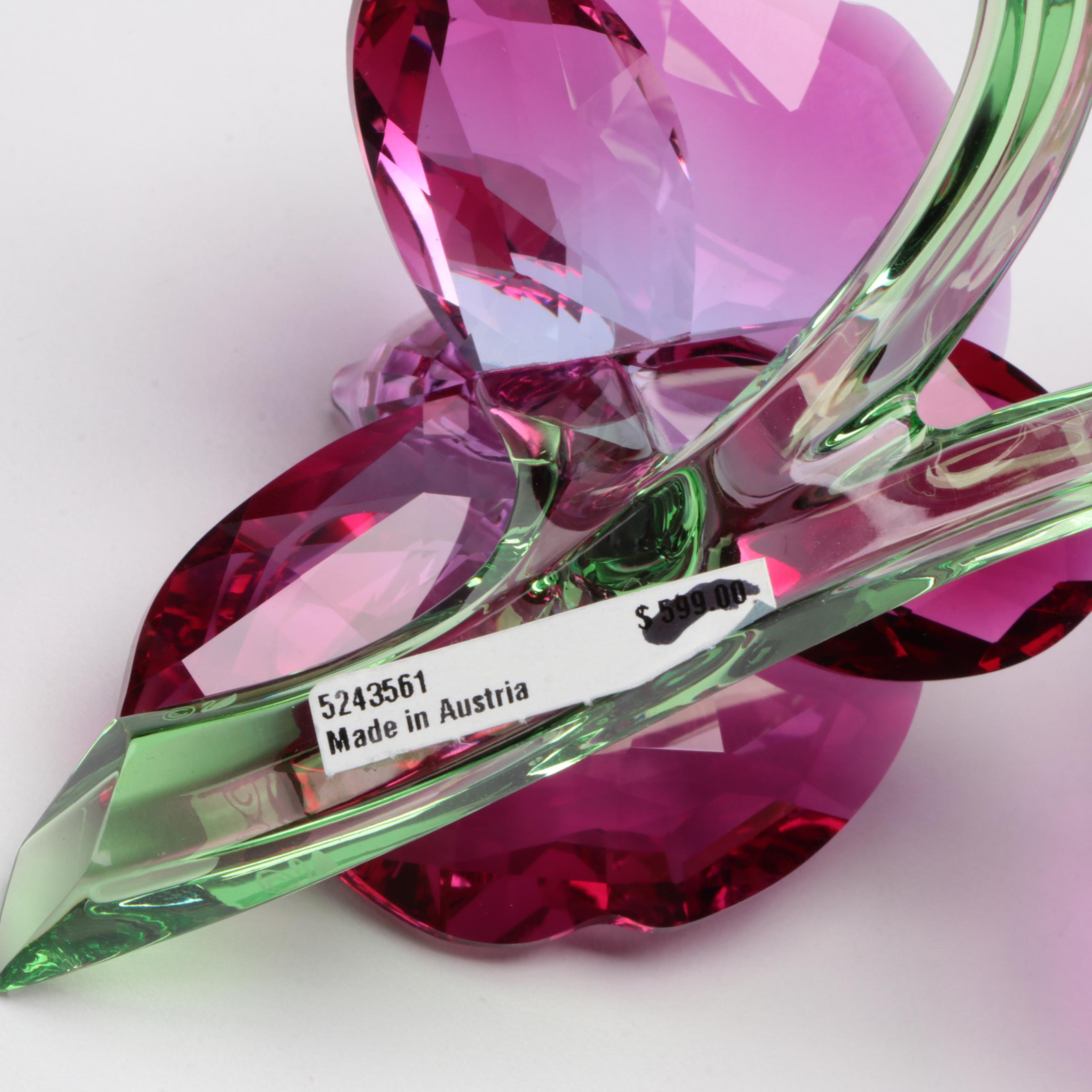 Swarovski "Turtledoves" and "Orchids" Crystal Figurines