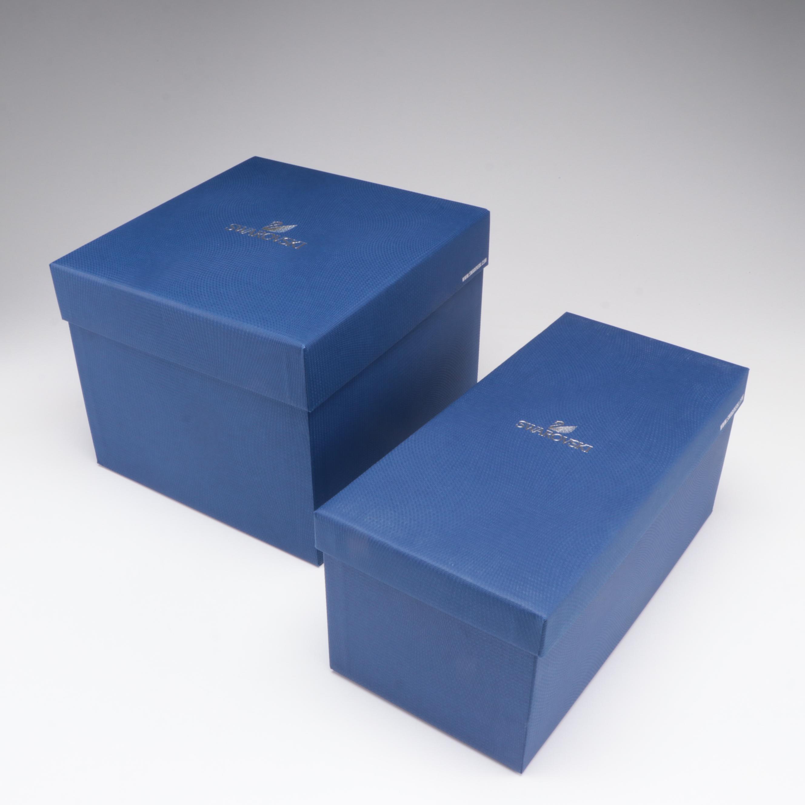 Swarovski "Turtledoves" and "Orchids" Crystal Figurines