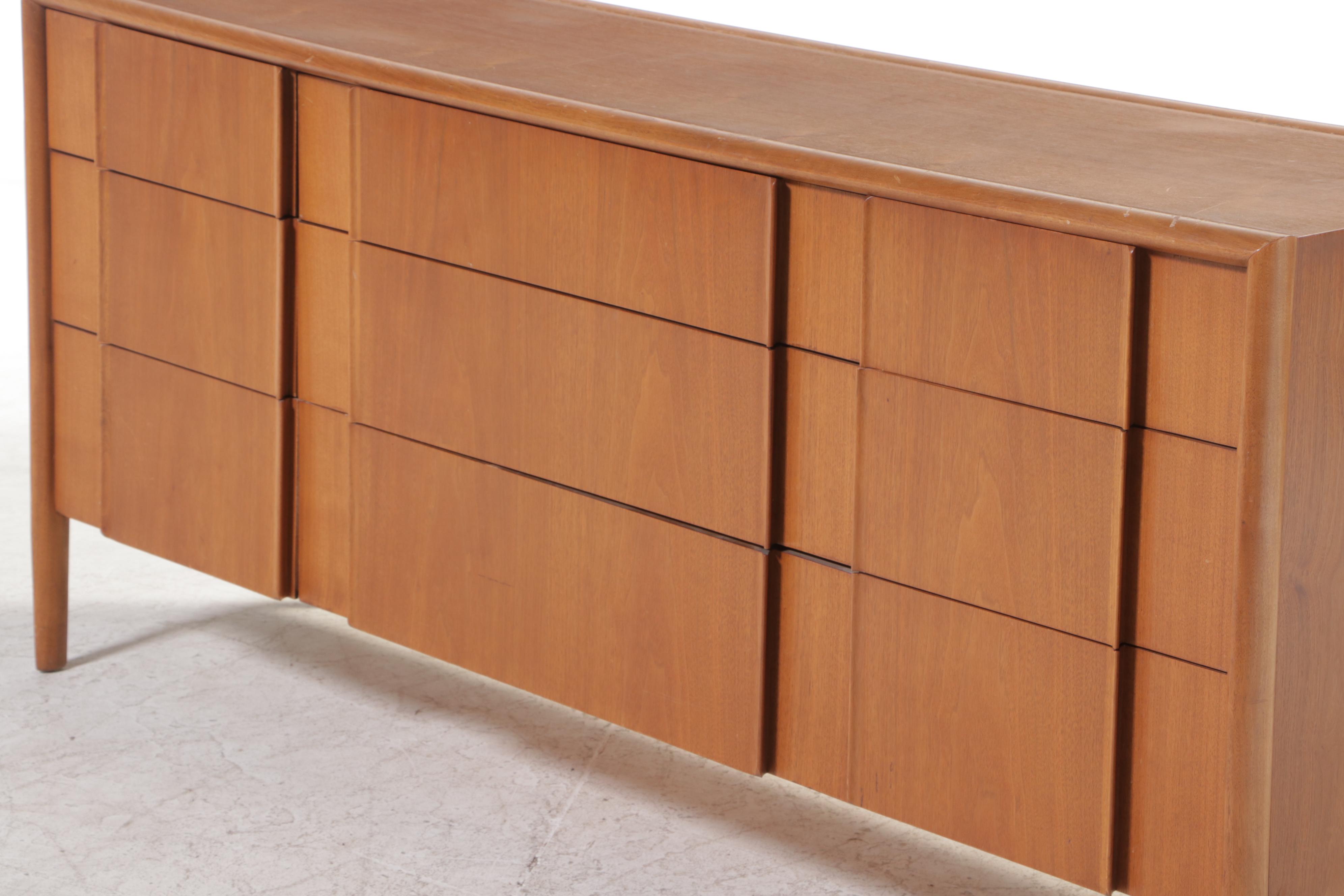 Drexel "Parallel" Mid Century Modern Walnut Nine-Drawer Chest