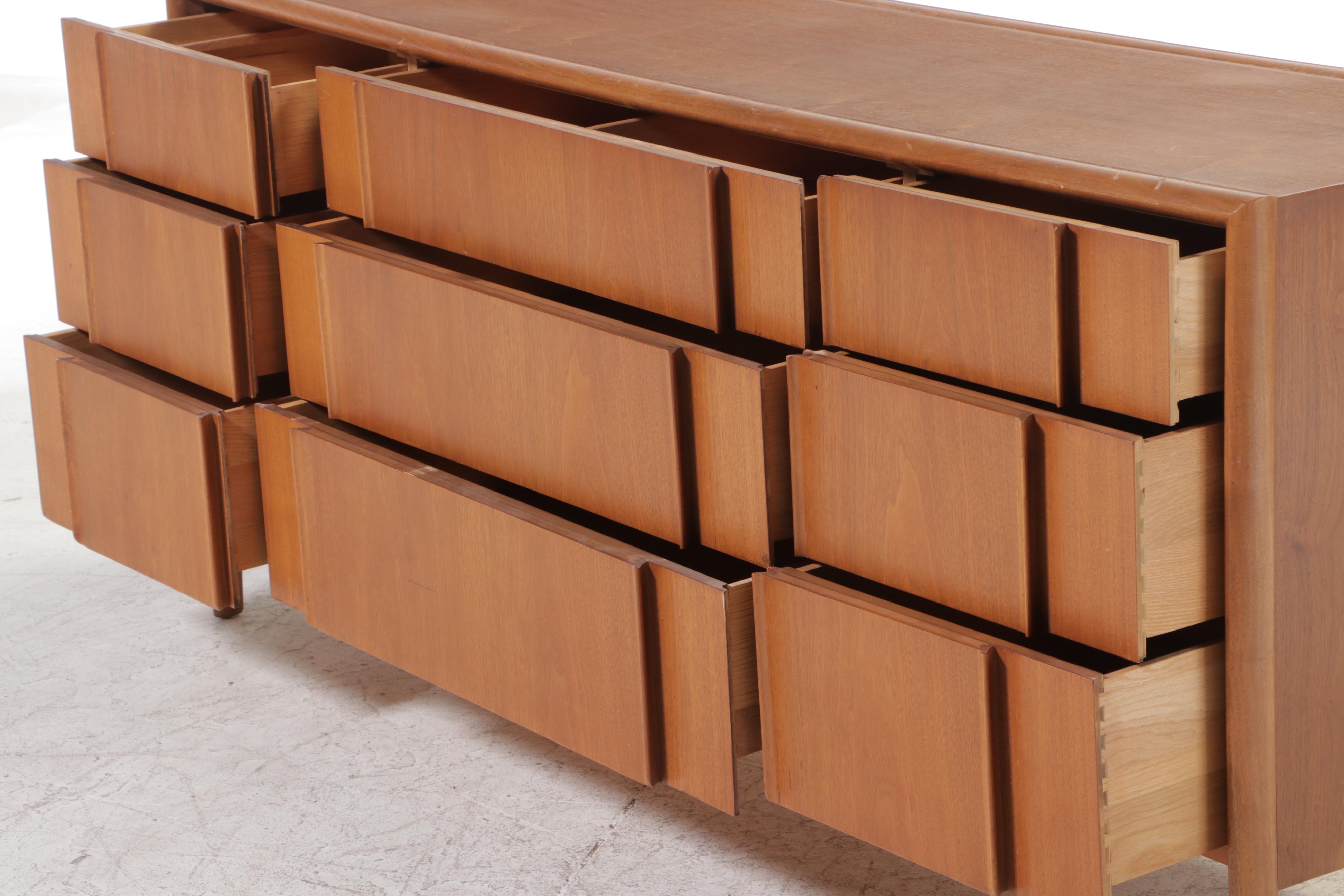 Drexel "Parallel" Mid Century Modern Walnut Nine-Drawer Chest