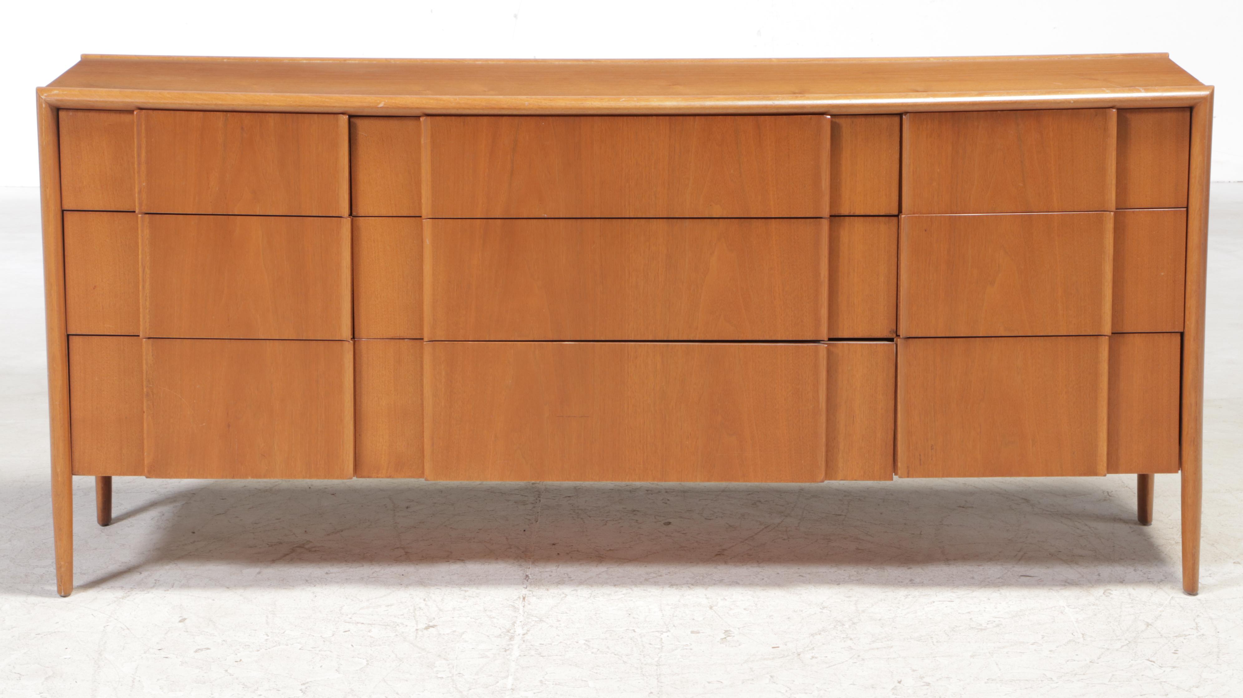 Drexel "Parallel" Mid Century Modern Walnut Nine-Drawer Chest