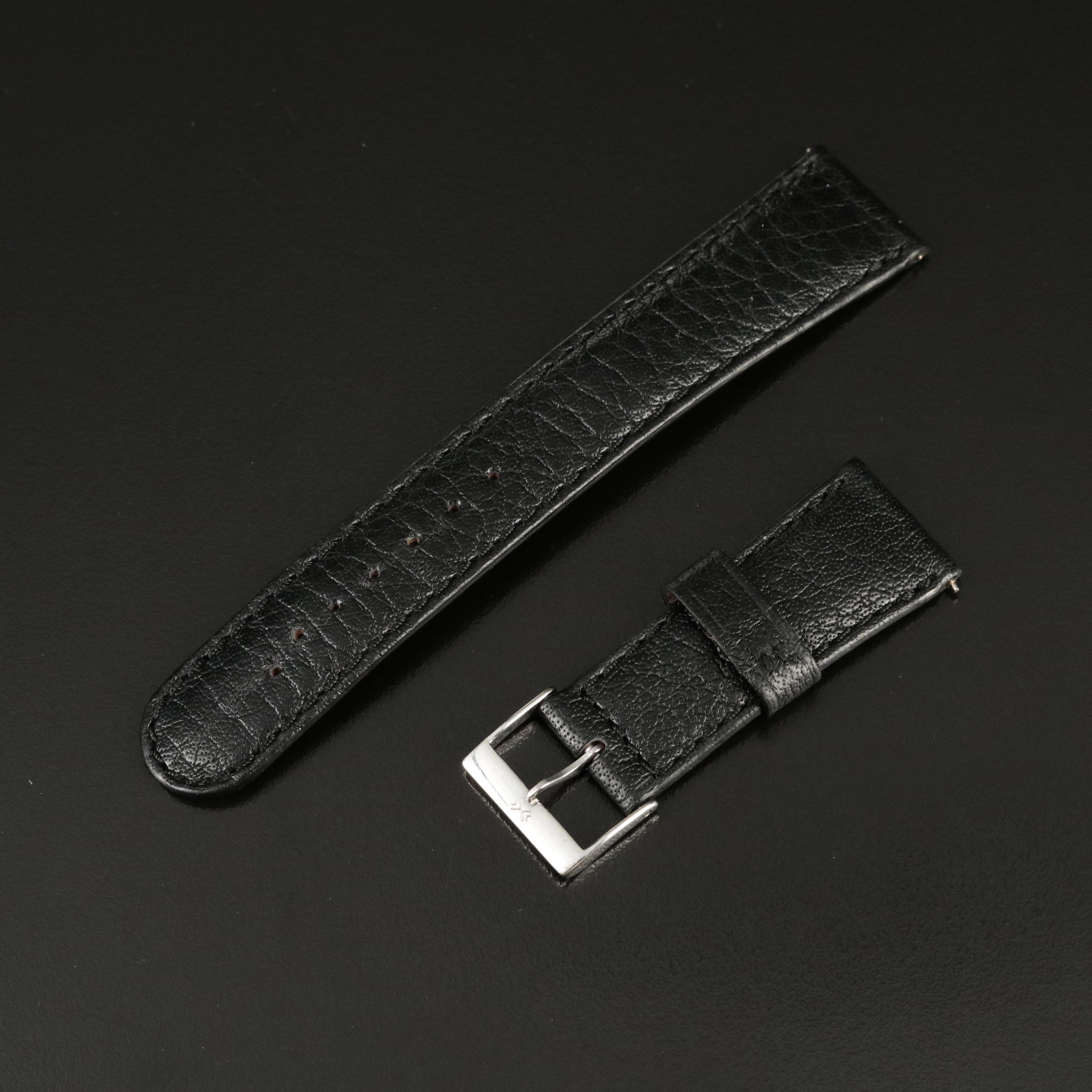 Rolex Black Leather Watch Strap with Skagen Buckle