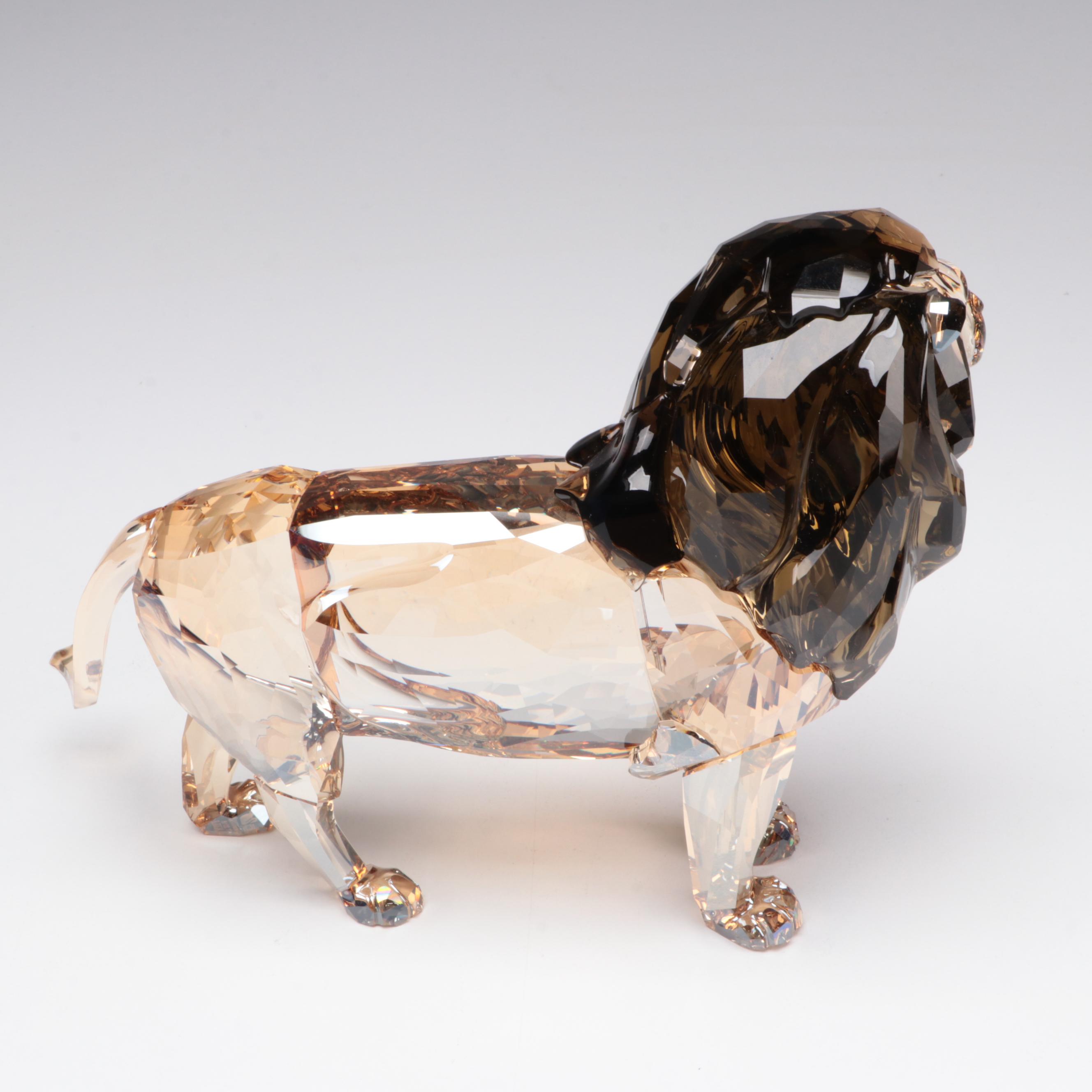 Swarovski "Lion Akili," "Lion Mother," and "Lion Cub" Crystal Figurines