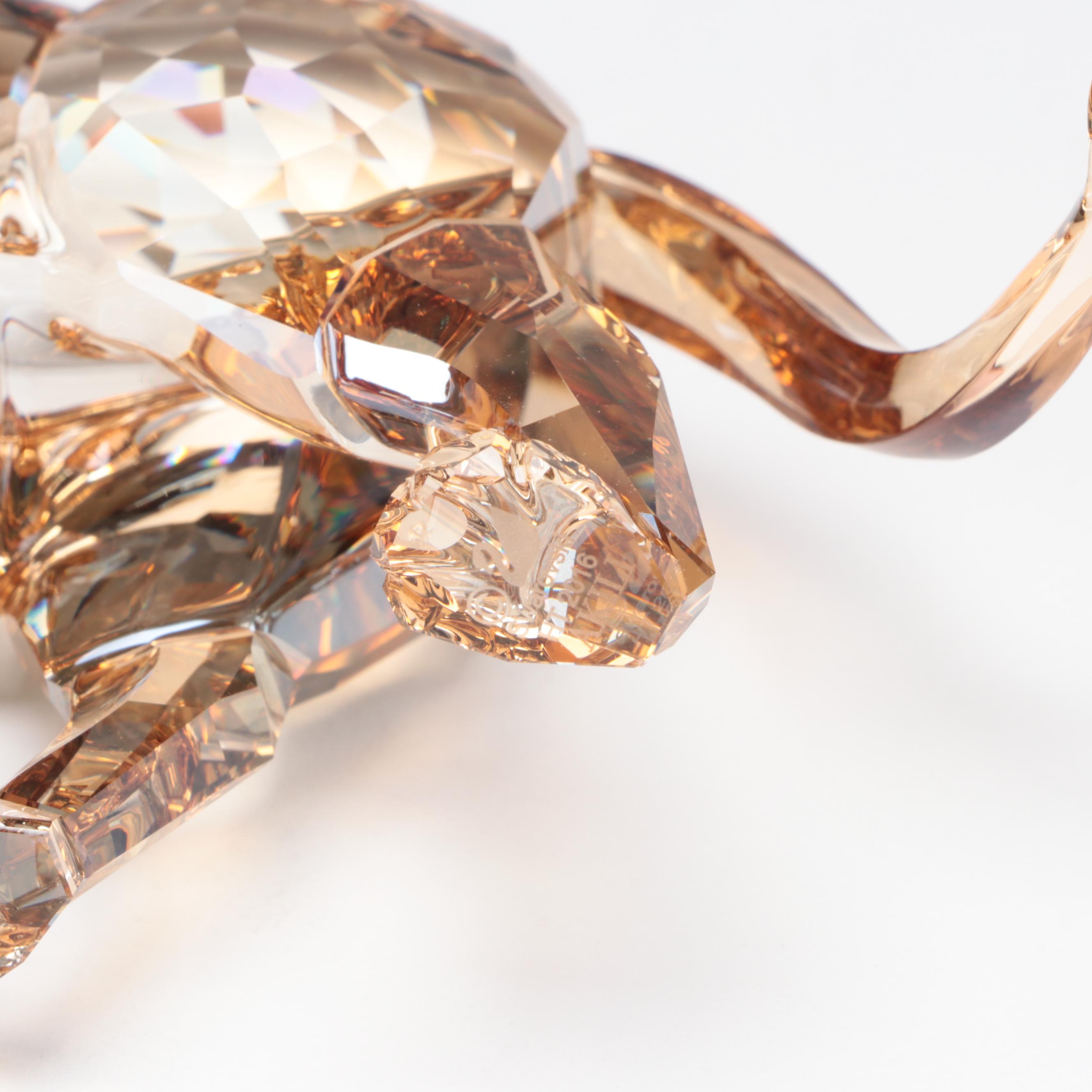 Swarovski "Lion Akili," "Lion Mother," and "Lion Cub" Crystal Figurines
