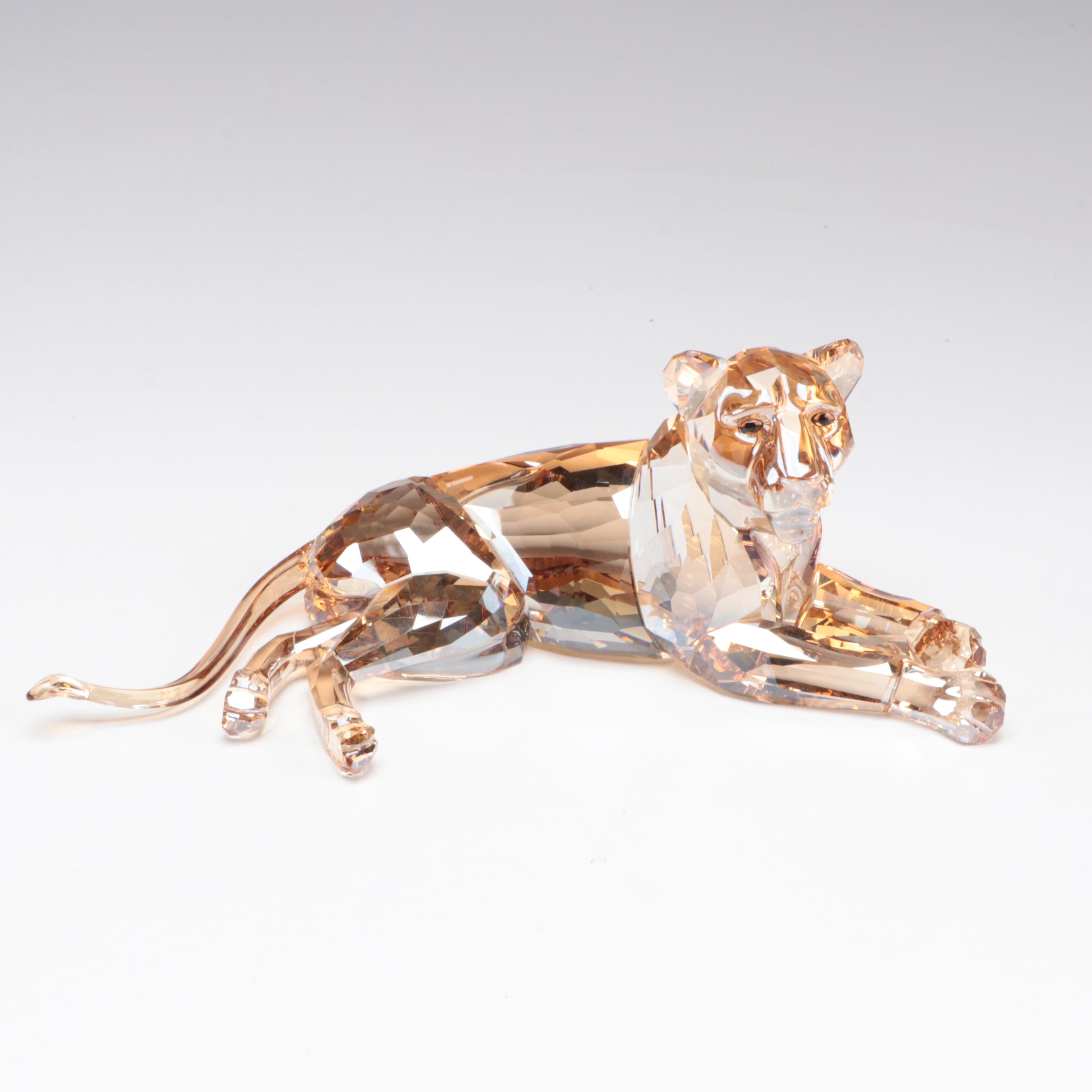 Swarovski "Lion Akili," "Lion Mother," and "Lion Cub" Crystal Figurines
