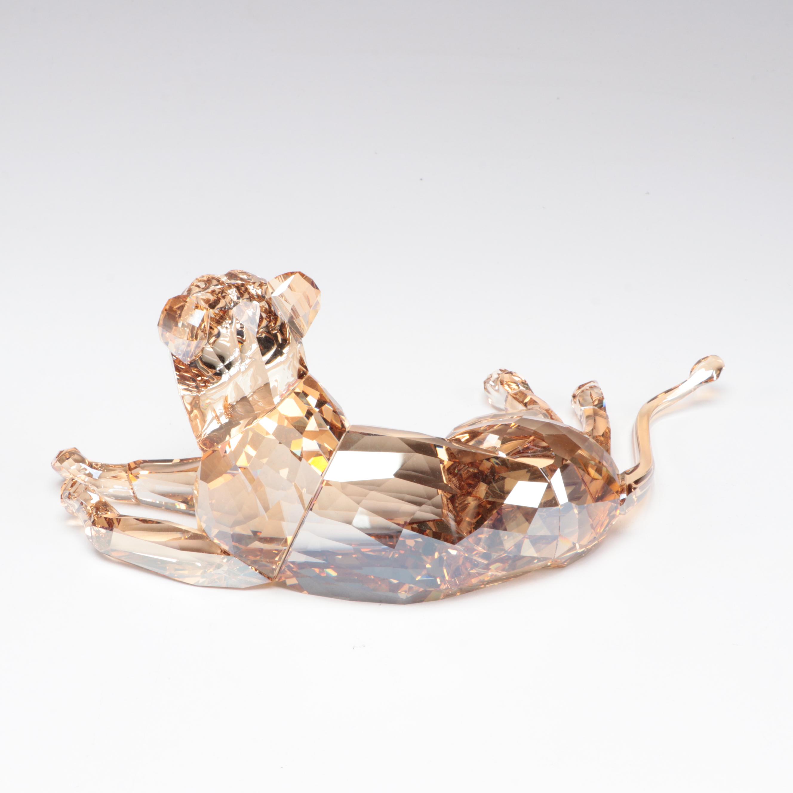 Swarovski "Lion Akili," "Lion Mother," and "Lion Cub" Crystal Figurines