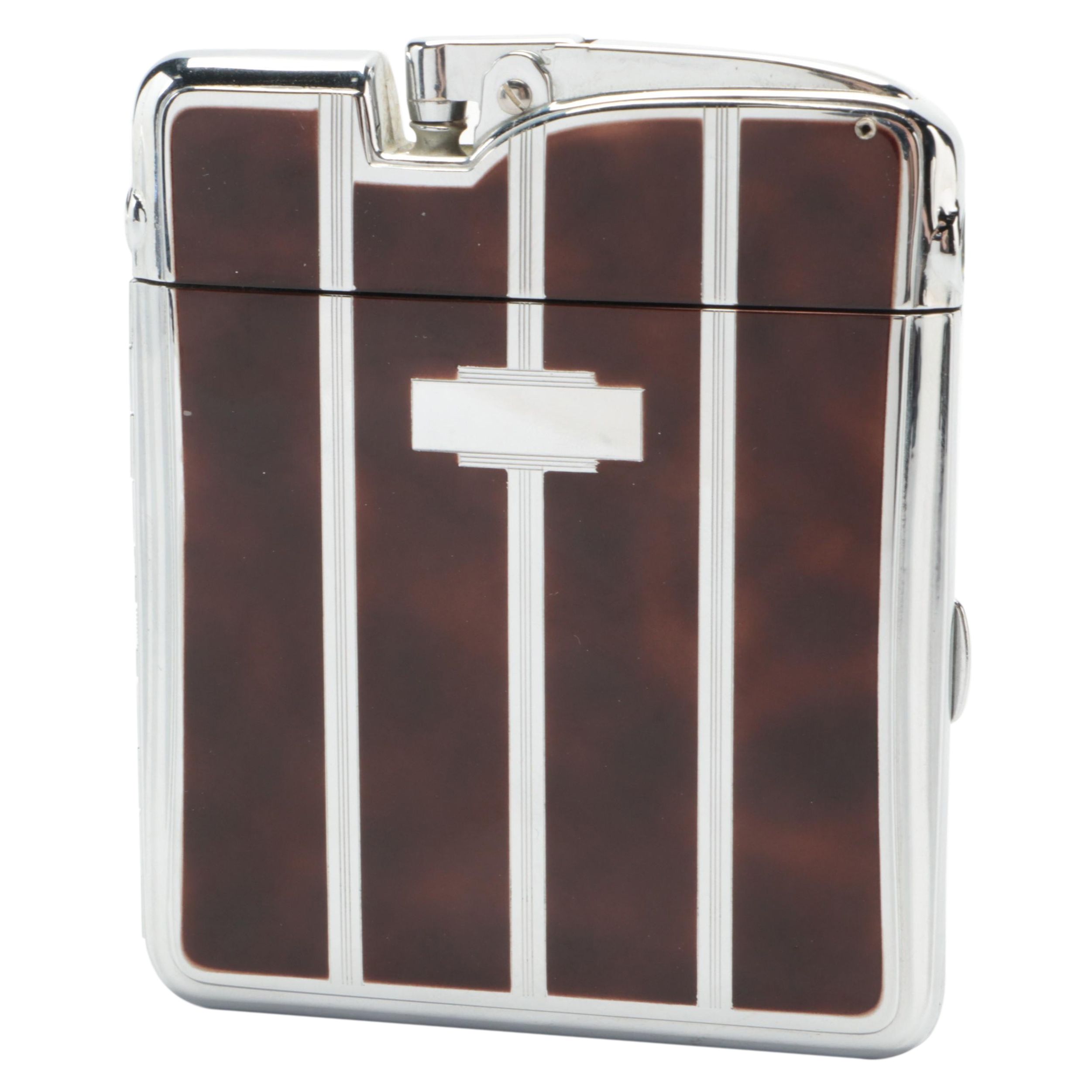Ronson Art Deco "Ten-a-Case" Enameled Metal Cigarette Case and Lighter