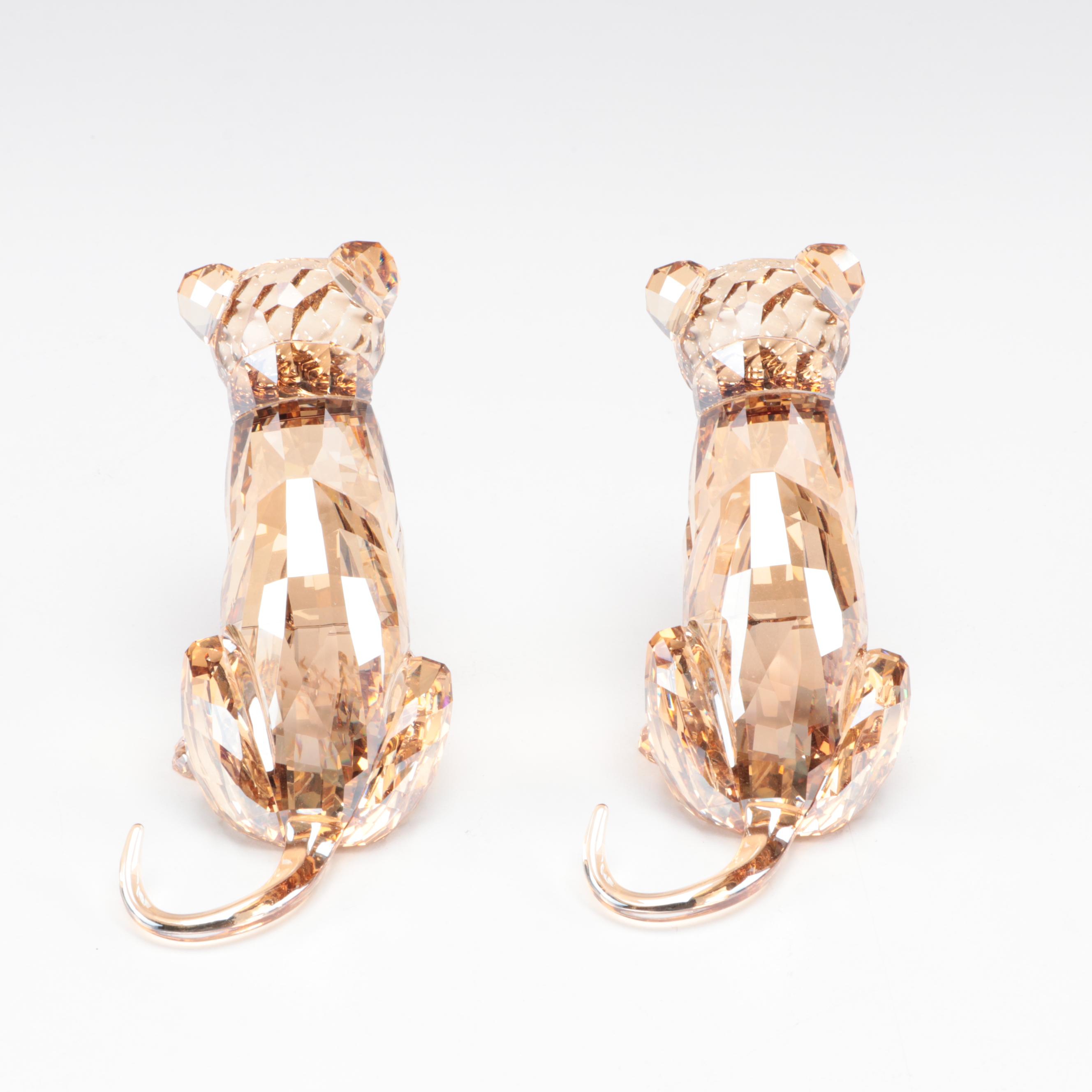 Swarovski "Lion Akili," "Lion Mother," and "Lion Cub" Crystal Figurines