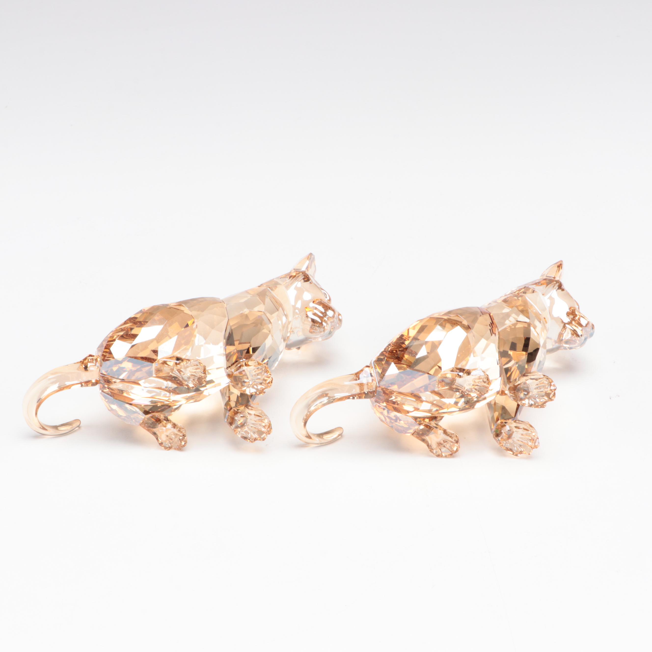 Swarovski "Lion Akili," "Lion Mother," and "Lion Cub" Crystal Figurines