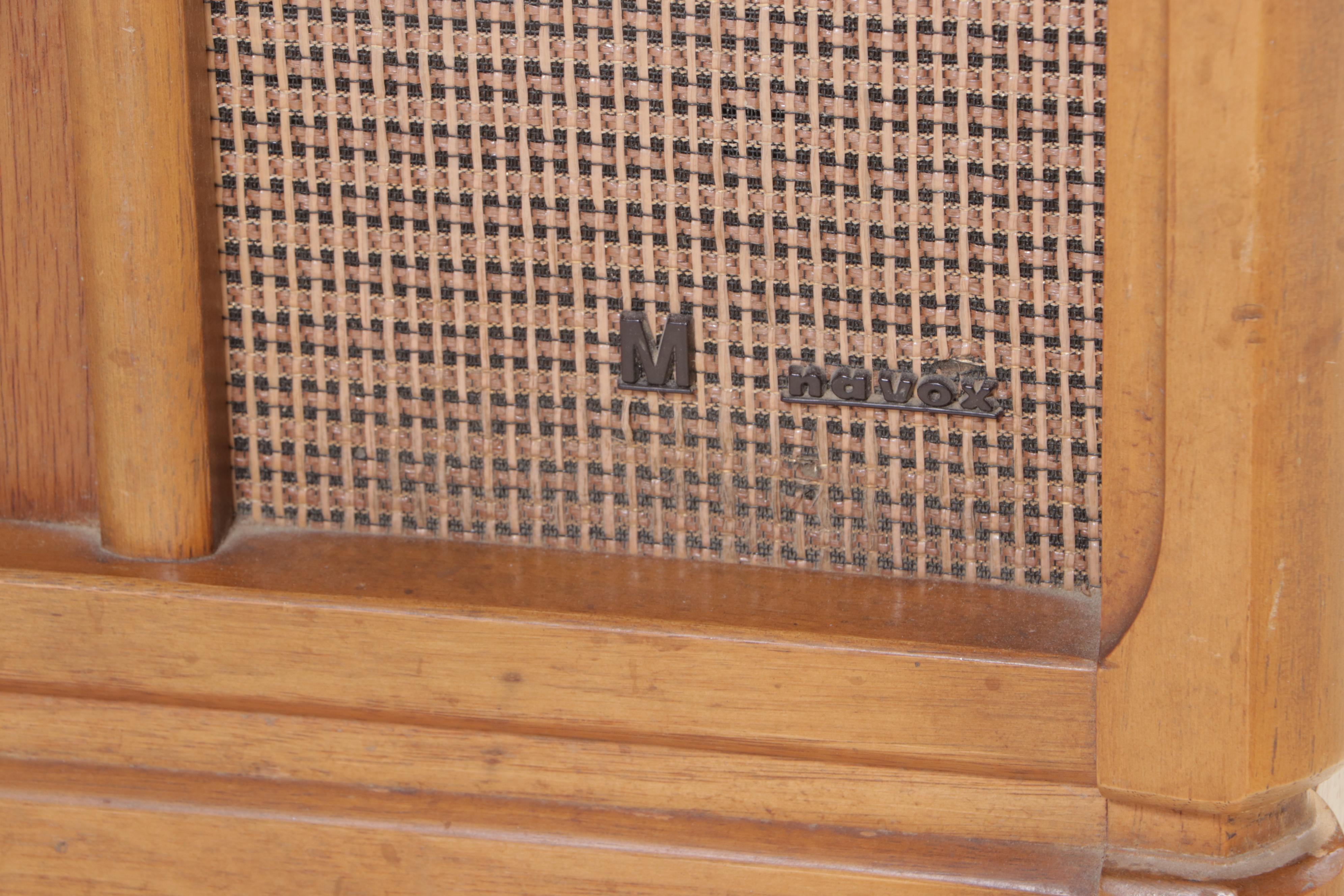 Magnavox Pecan Turntable Console Combination Stereo Cabinet, Mid-20th Century