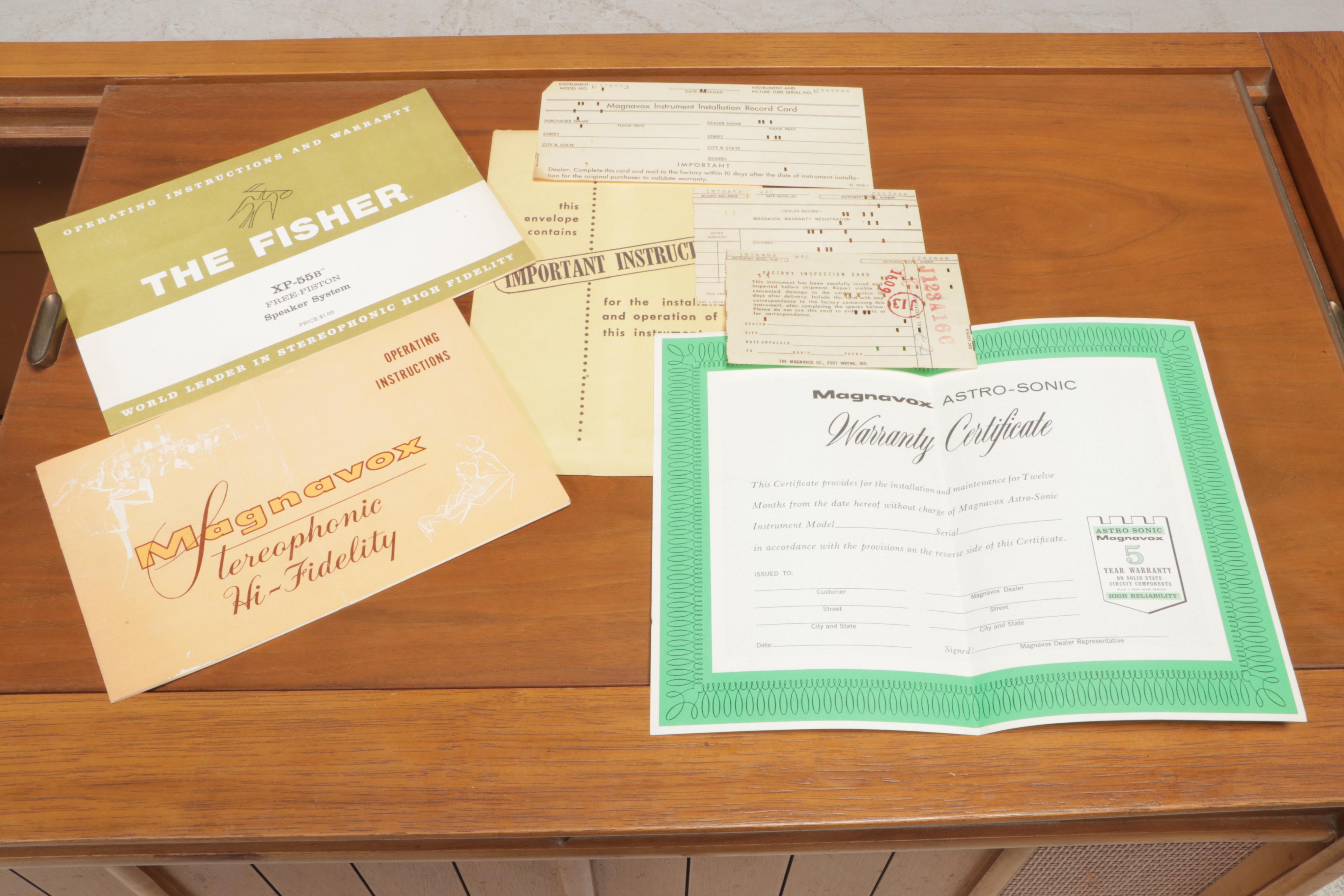 Magnavox Pecan Turntable Console Combination Stereo Cabinet, Mid-20th Century