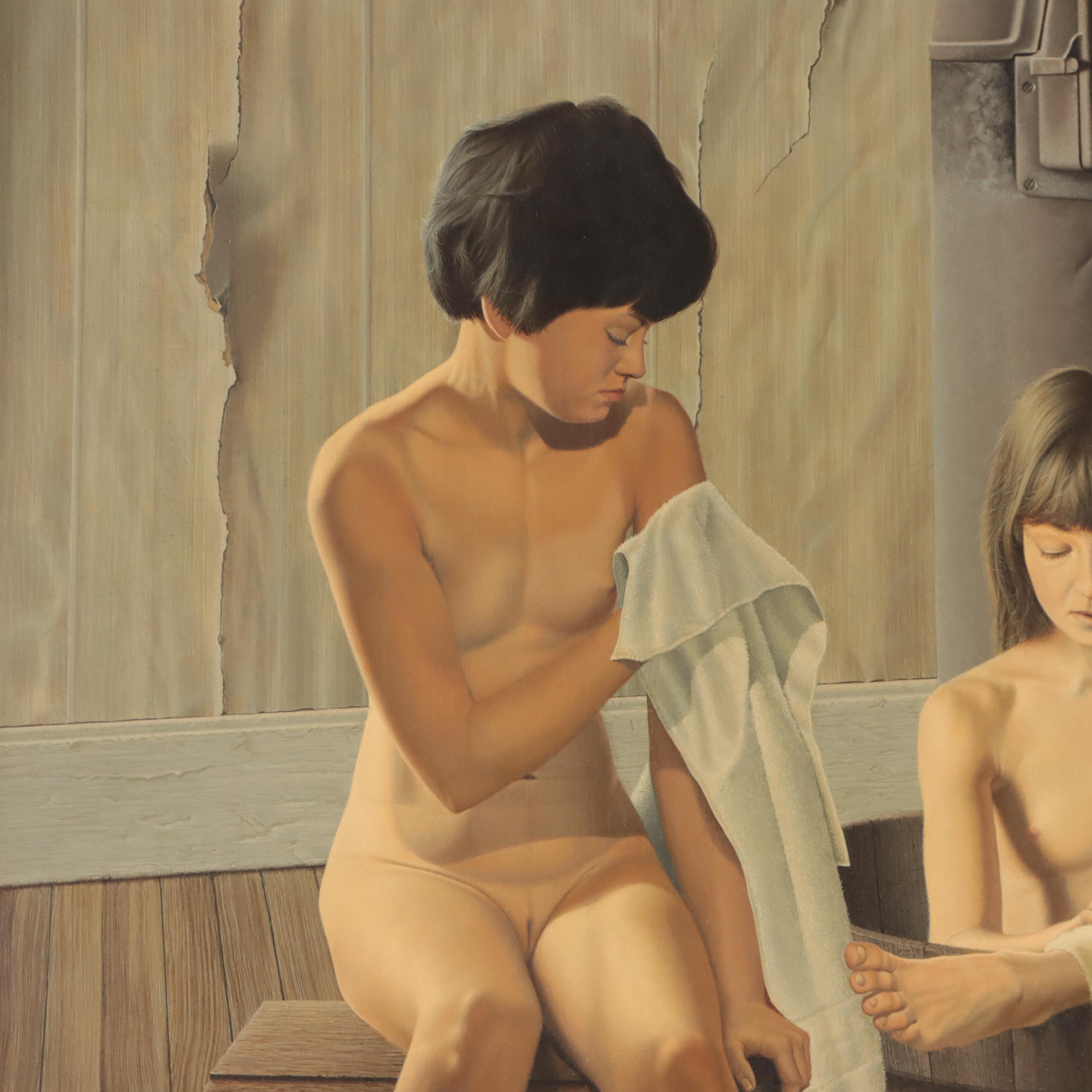 Joseph Manning Tempera Painting "Country Bath"
