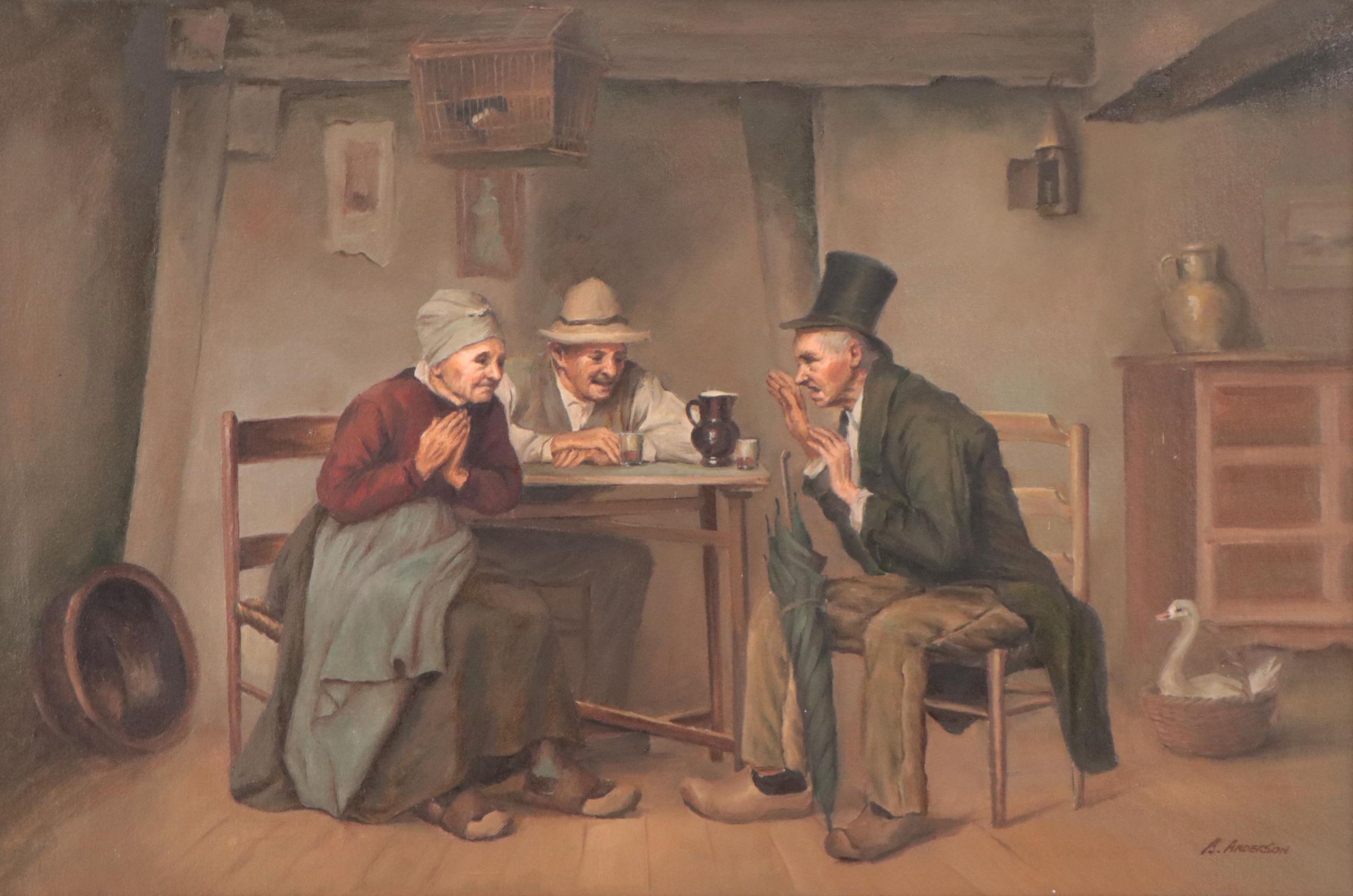 Bryan Anderson Genre Scene Oil Painting "Telling The Story"