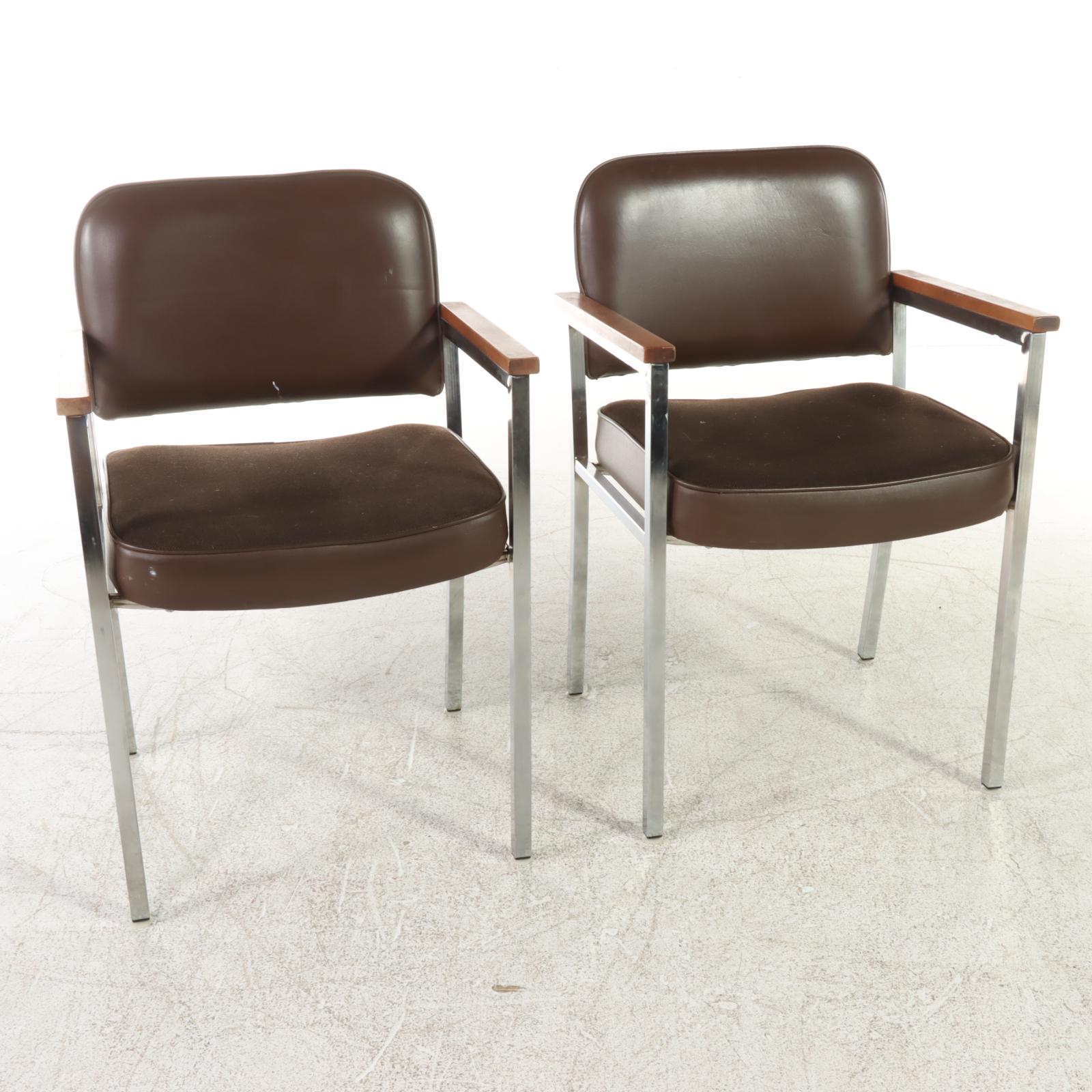 Four Modernist Chromed Steel and Beech Armchairs, Late 20th Century