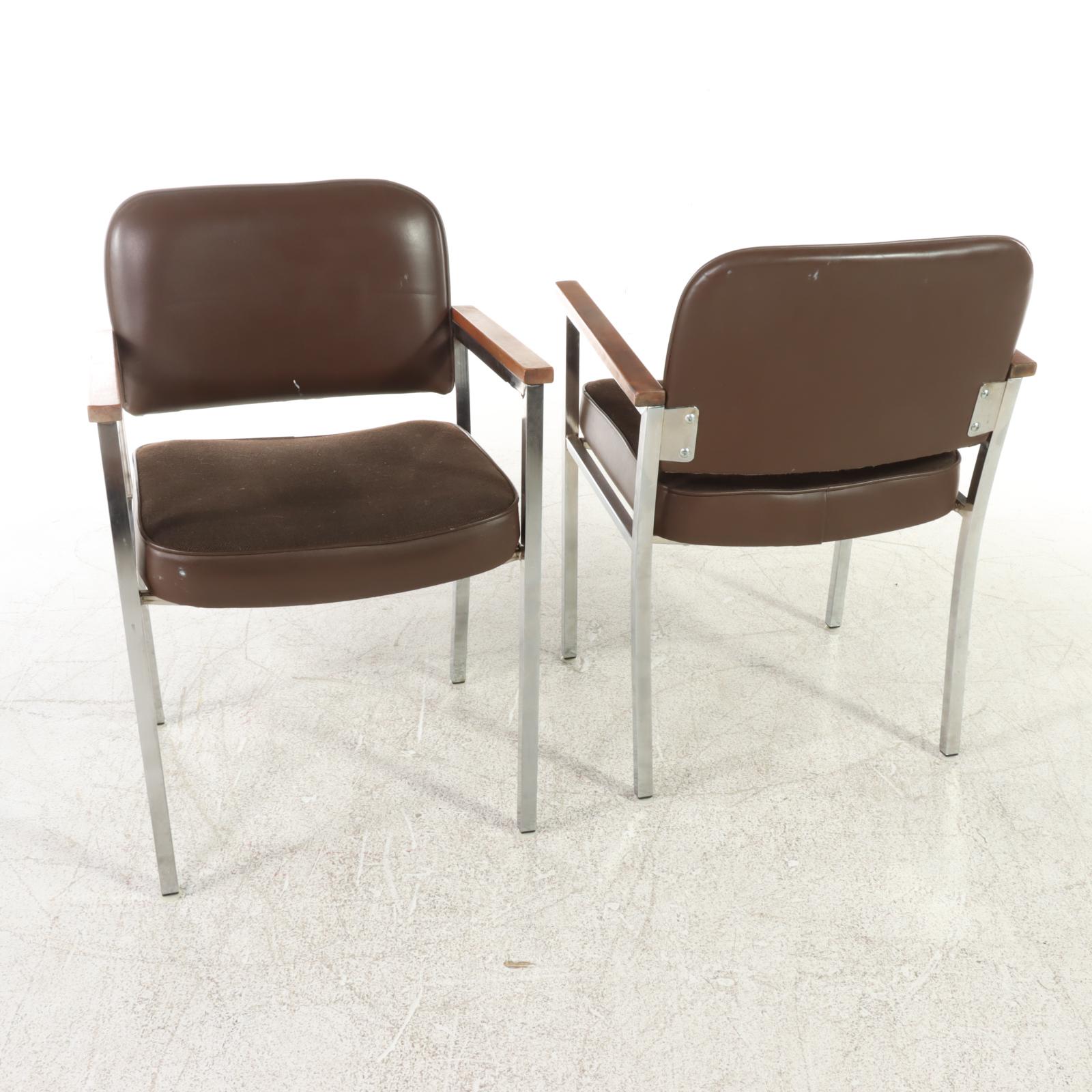 Four Modernist Chromed Steel and Beech Armchairs, Late 20th Century