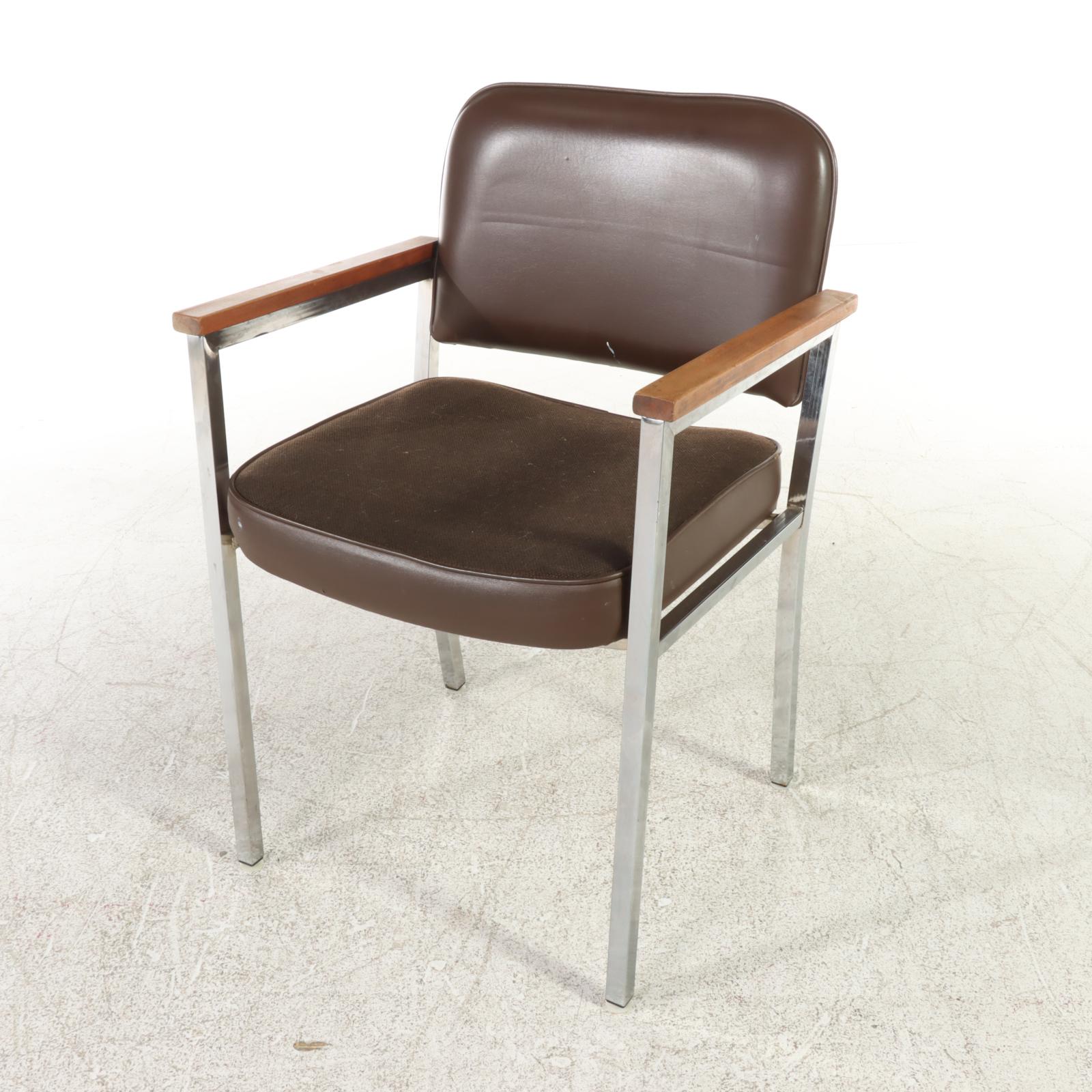 Four Modernist Chromed Steel and Beech Armchairs, Late 20th Century