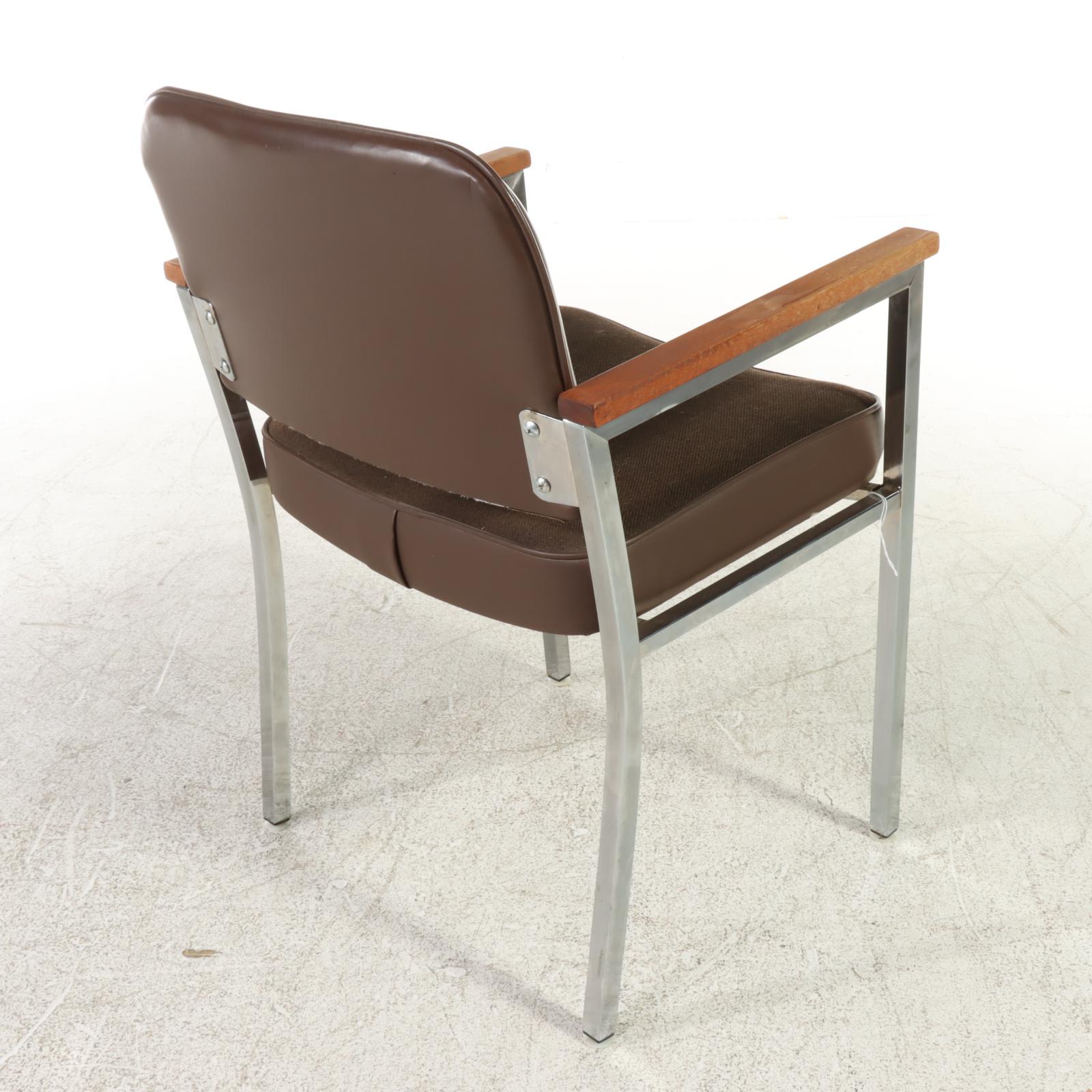Four Modernist Chromed Steel and Beech Armchairs, Late 20th Century