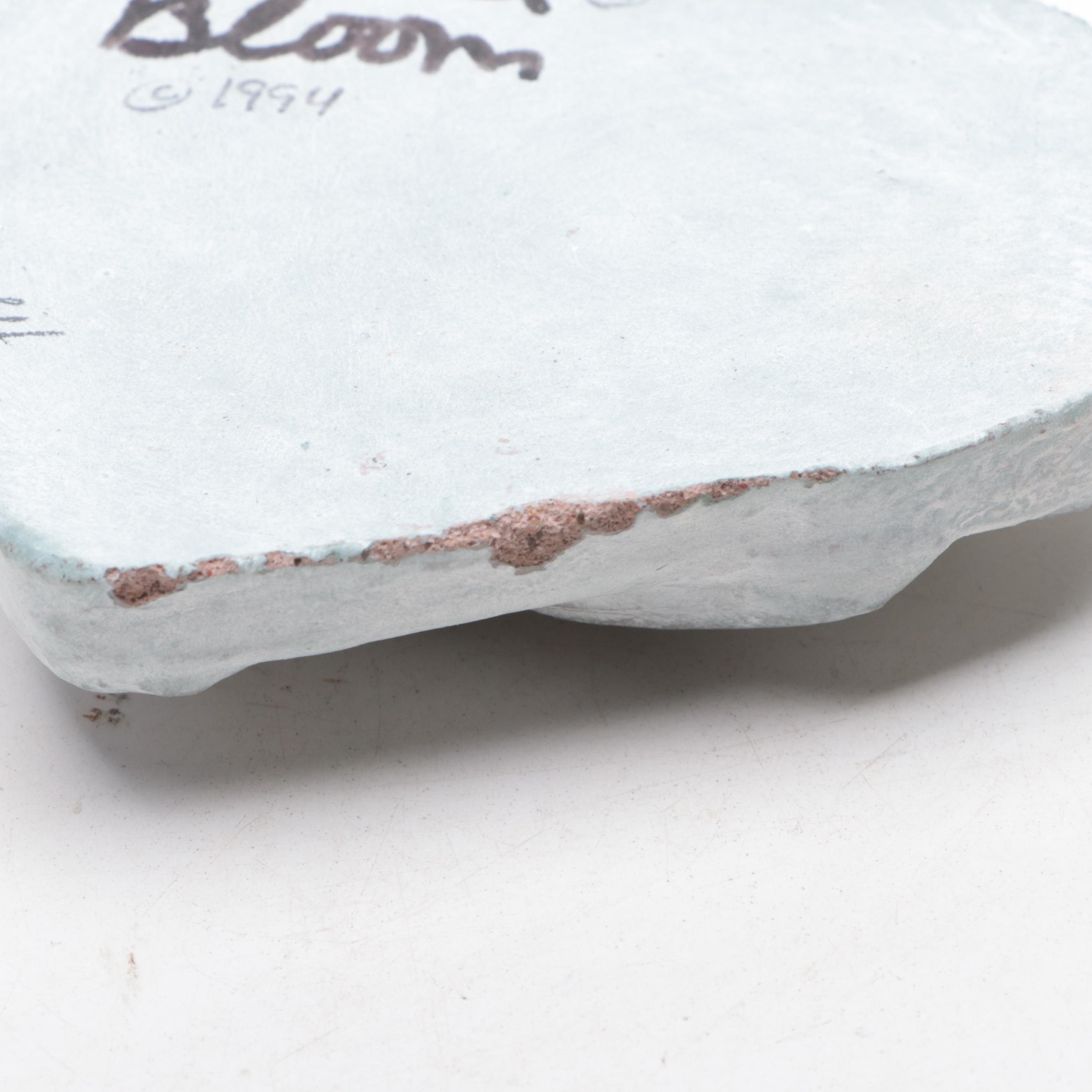 Isabel Bloom Painted Concrete Figurines with Cobalt Glass Vases