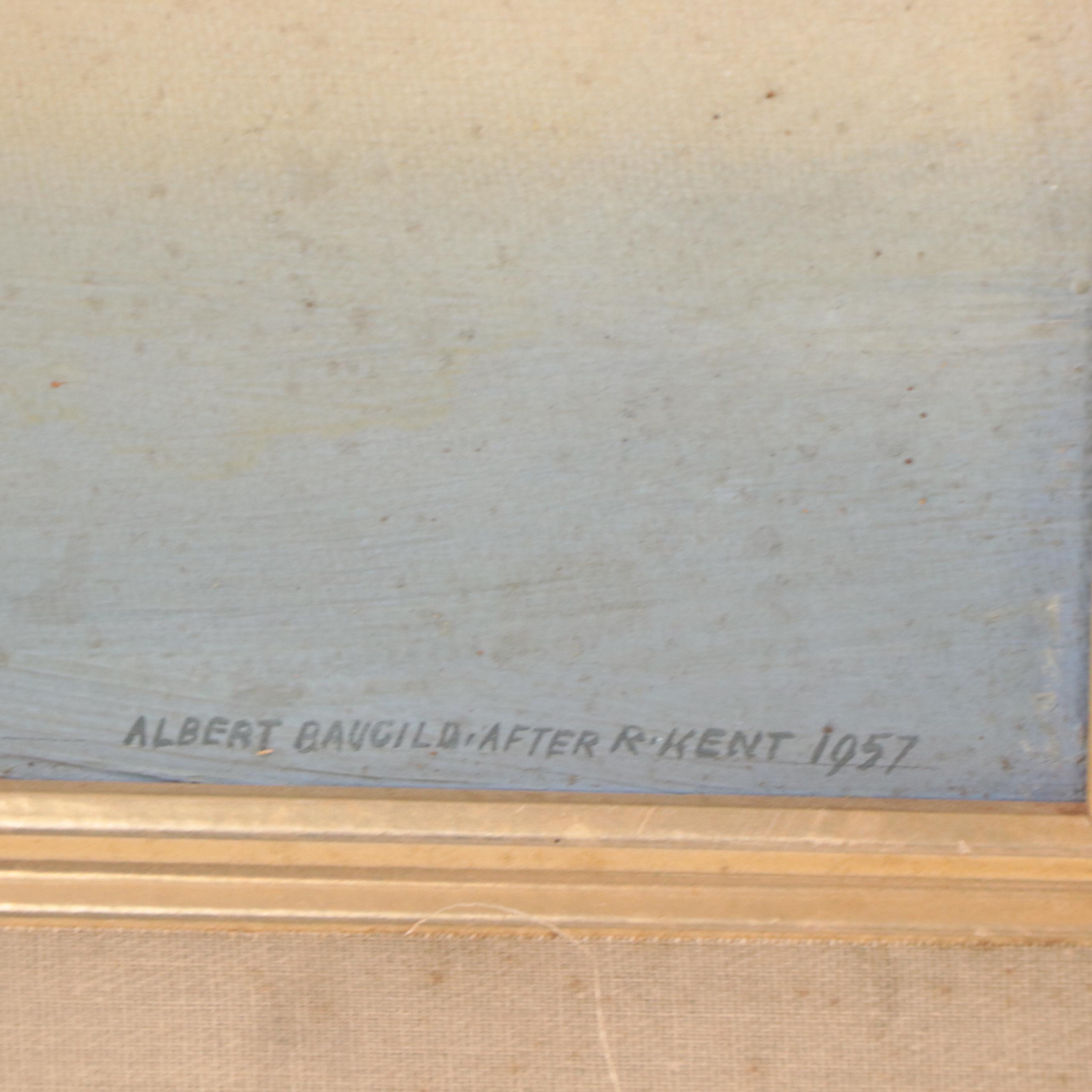 Albert Baugild Ice Mountain Landscape Oil Painting After Rockwell Kent, 1957