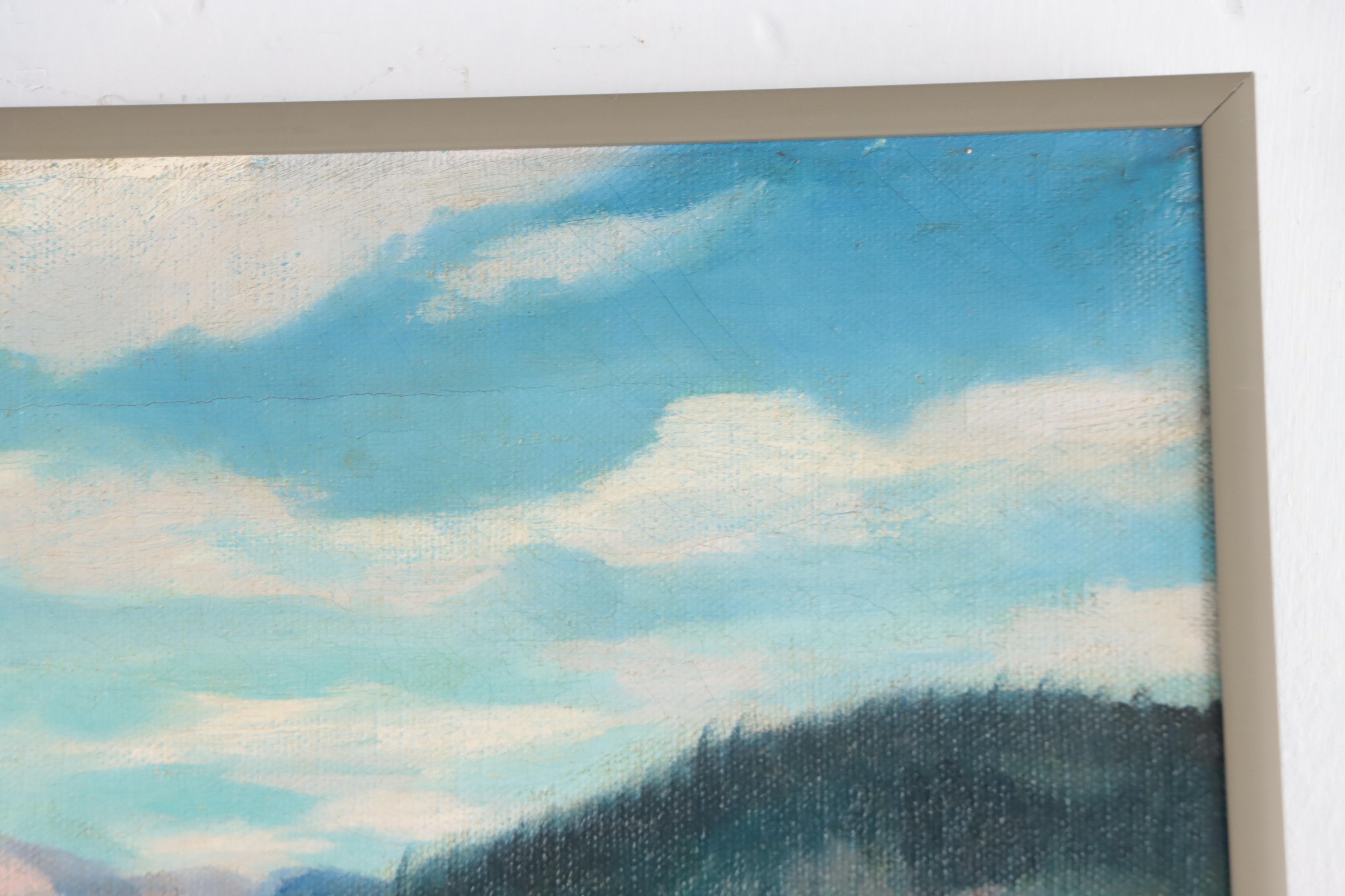 Dan Burne Jones Mountain Valley Landscape Oil Painting, 1951